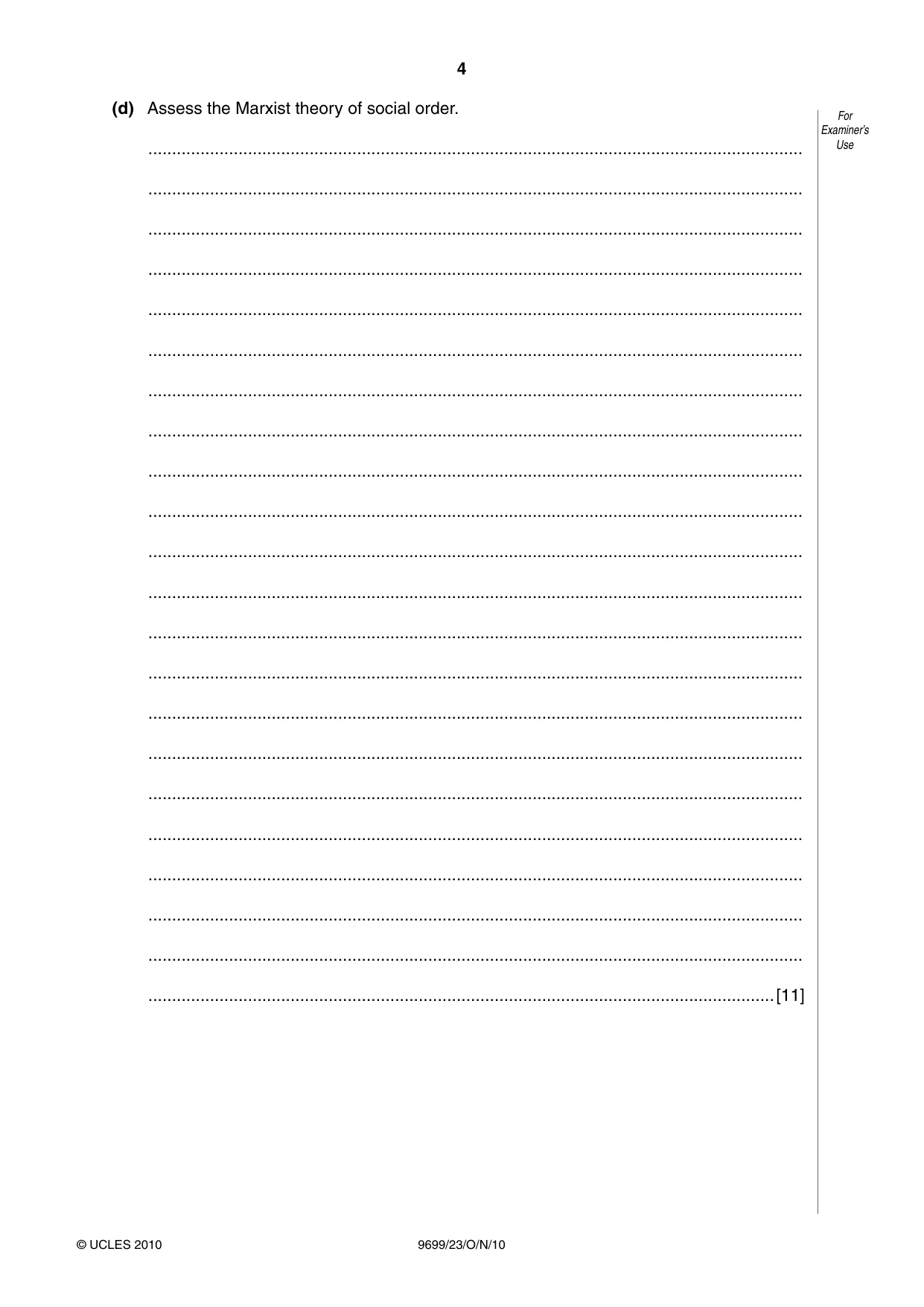 Cambridge A Level Sociology 9699 2010 Oct/Nov Paper 2 · Variant 3 question paper, page 4 of 12