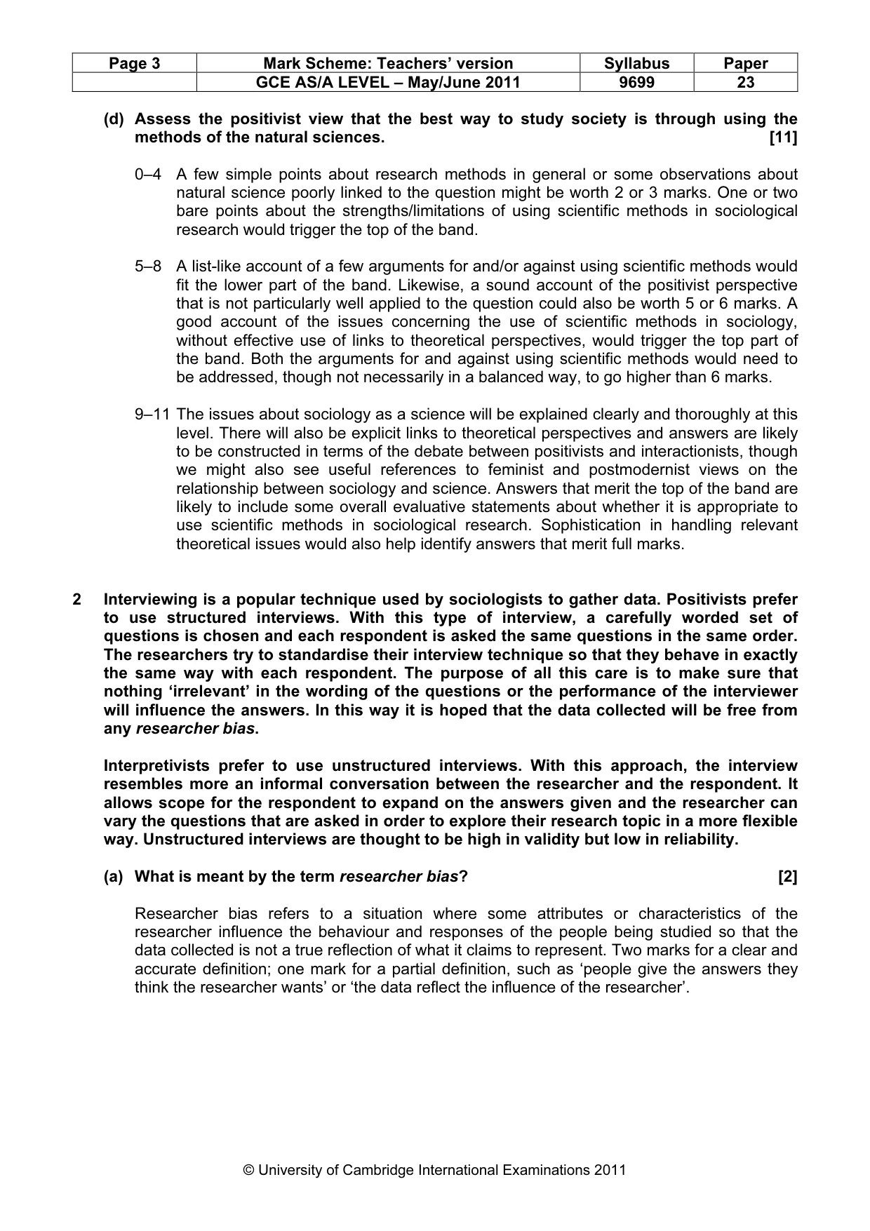 Mark scheme, page 3 of 6