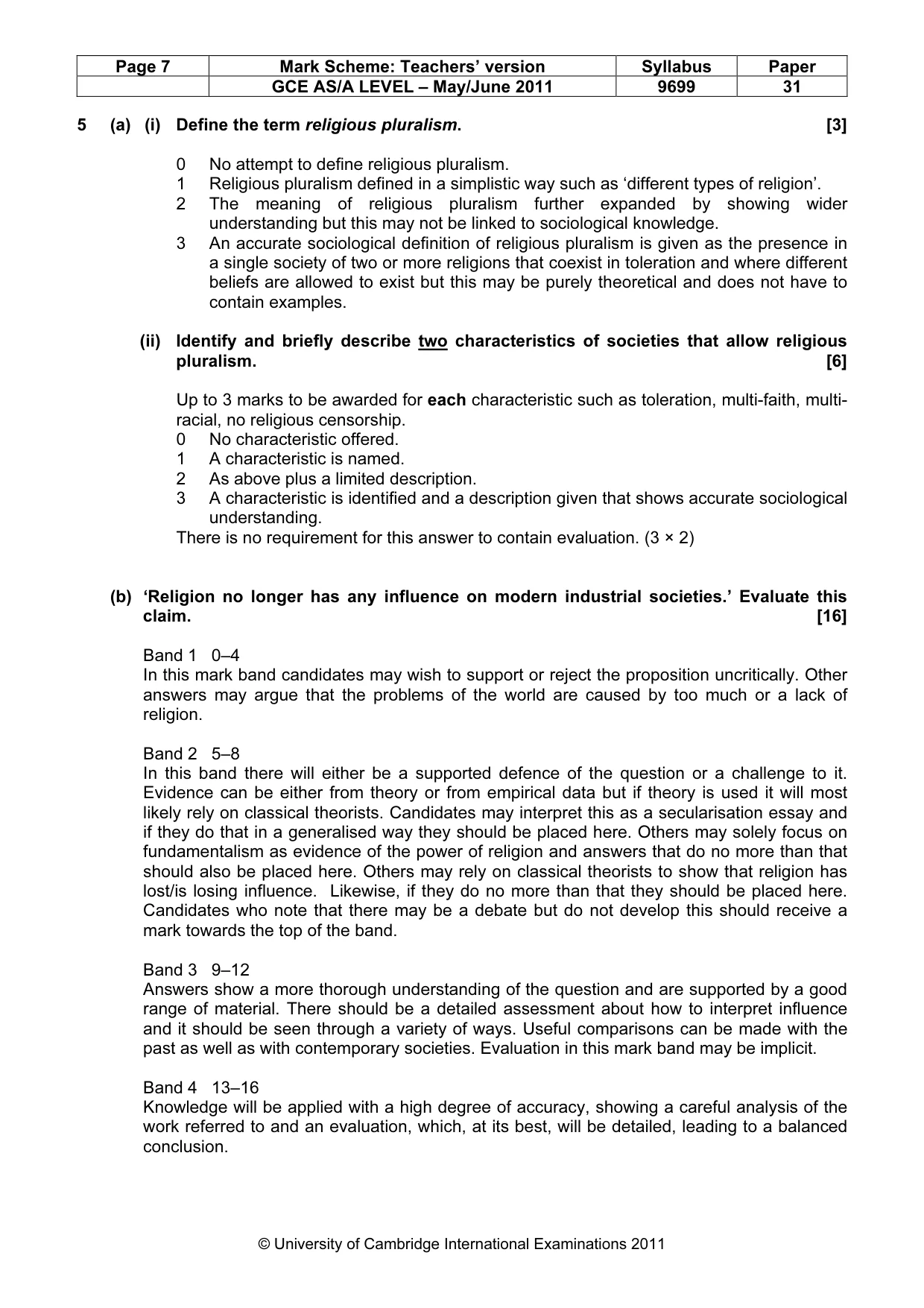 Mark scheme, page 7 of 14