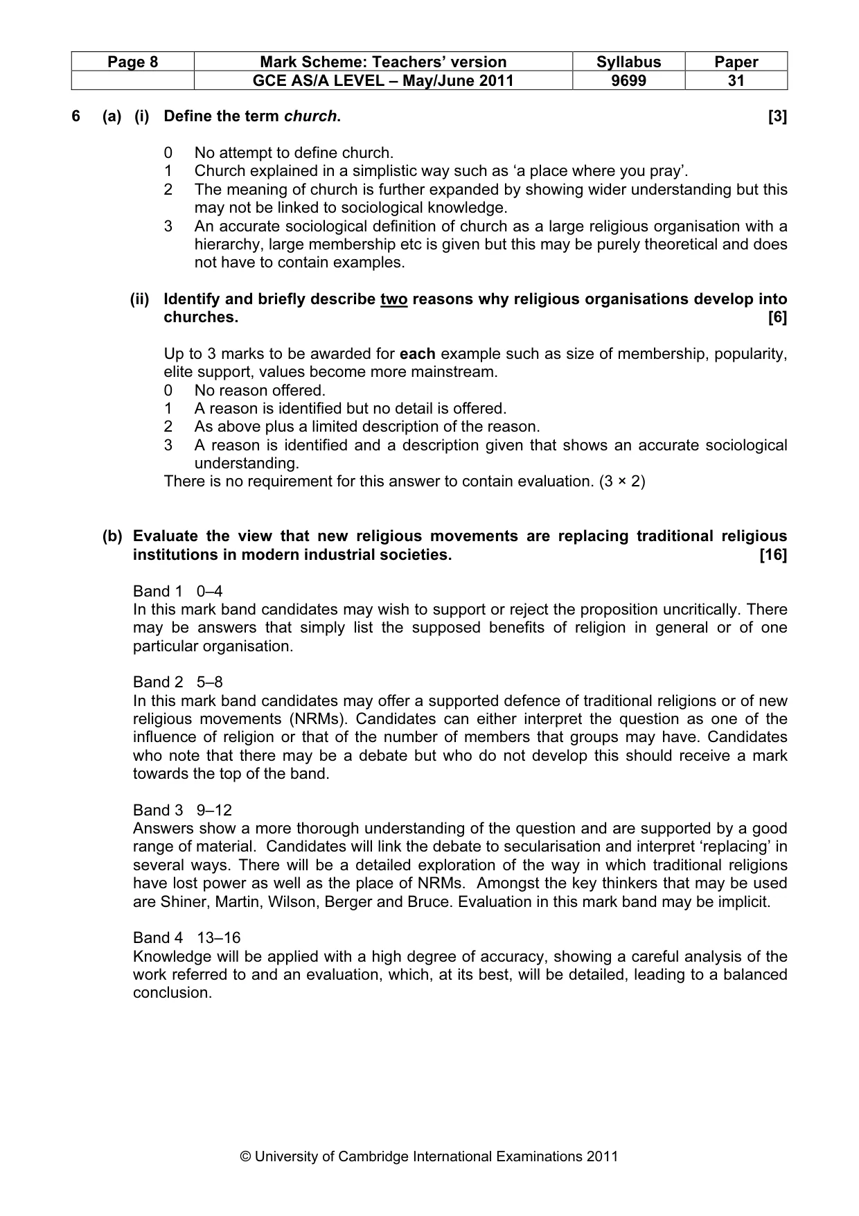 Mark scheme, page 8 of 14