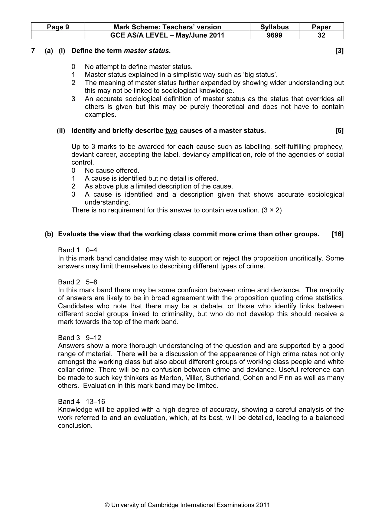 Mark scheme, page 9 of 14