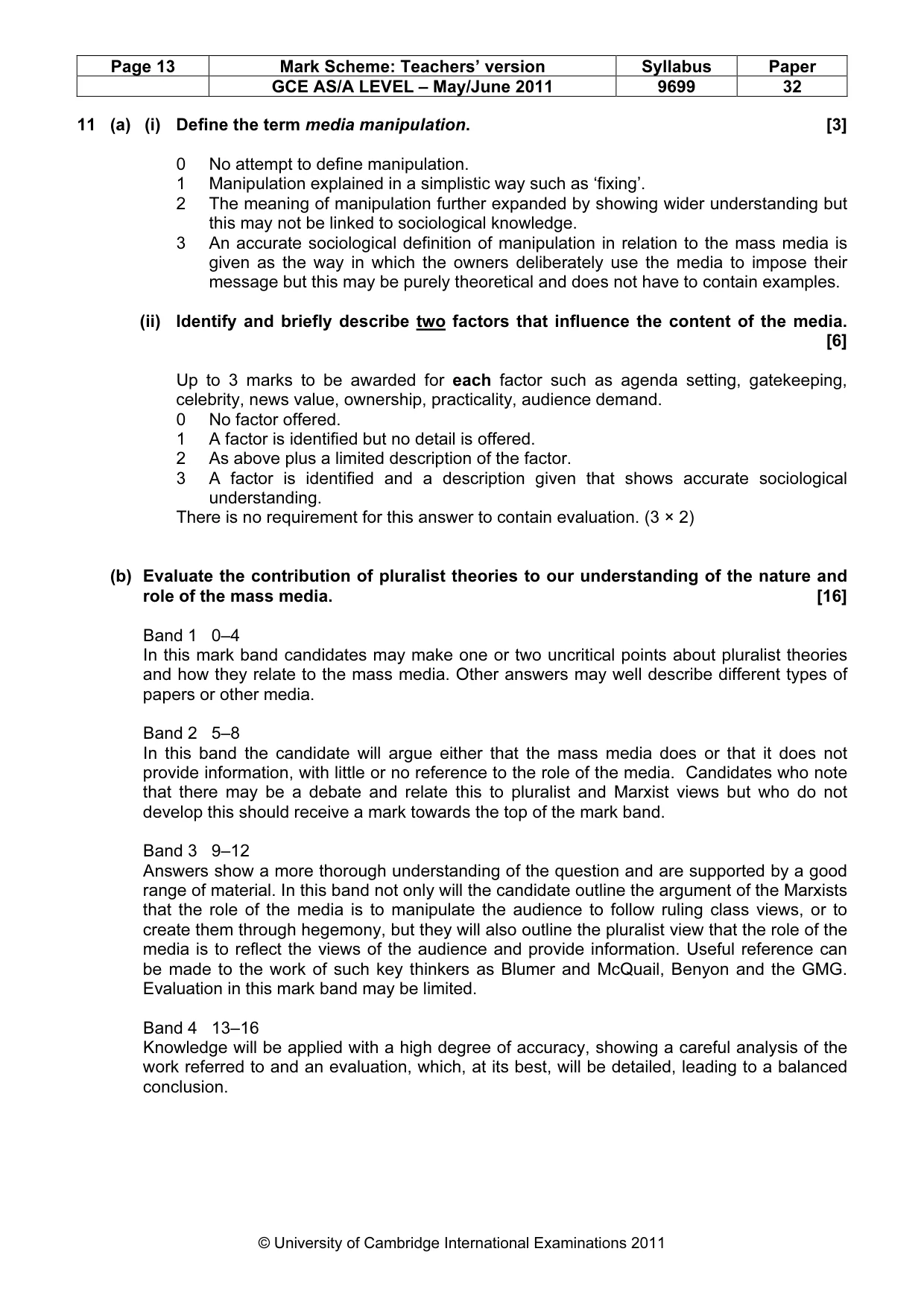 Mark scheme, page 13 of 14