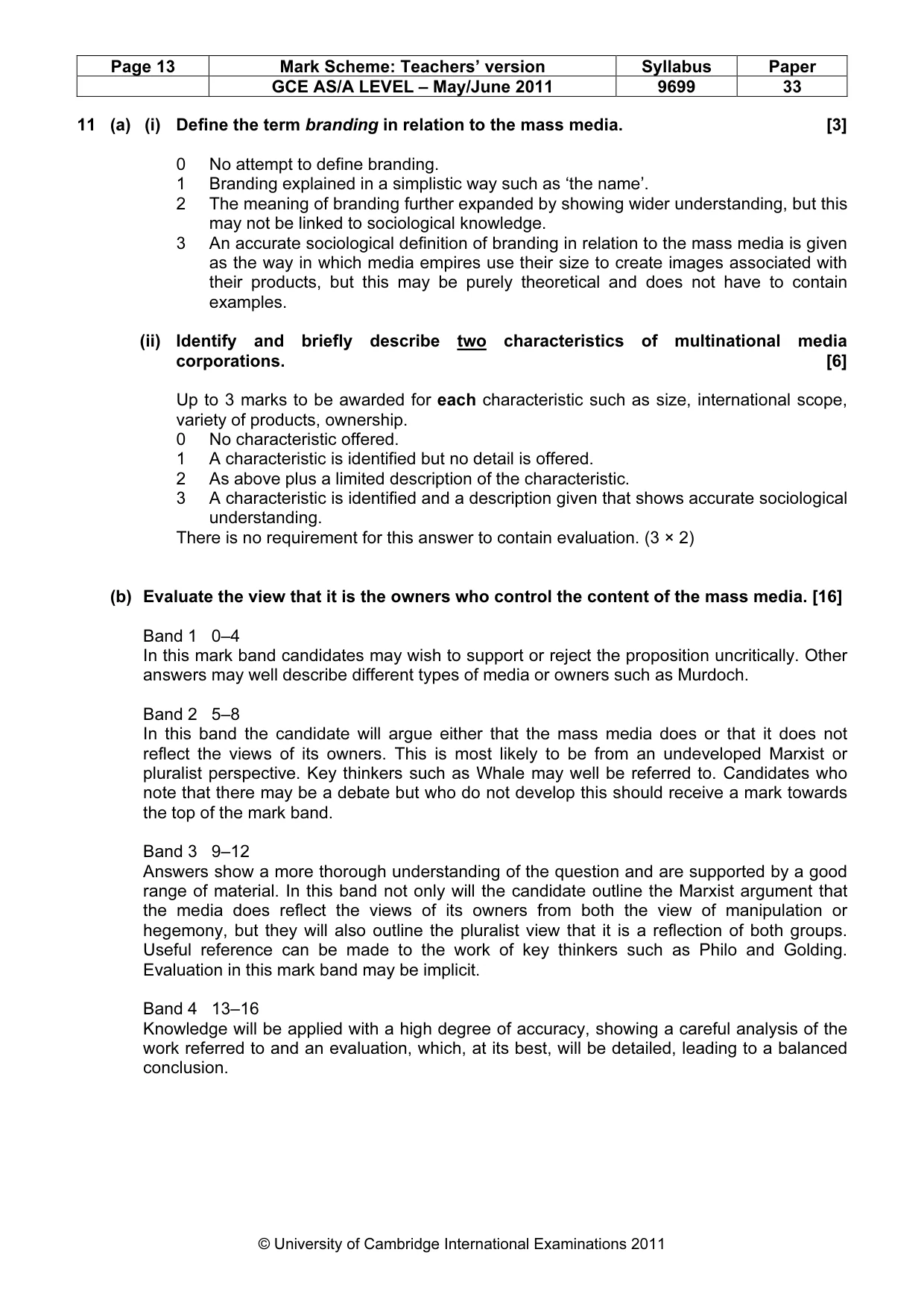 Mark scheme, page 13 of 14