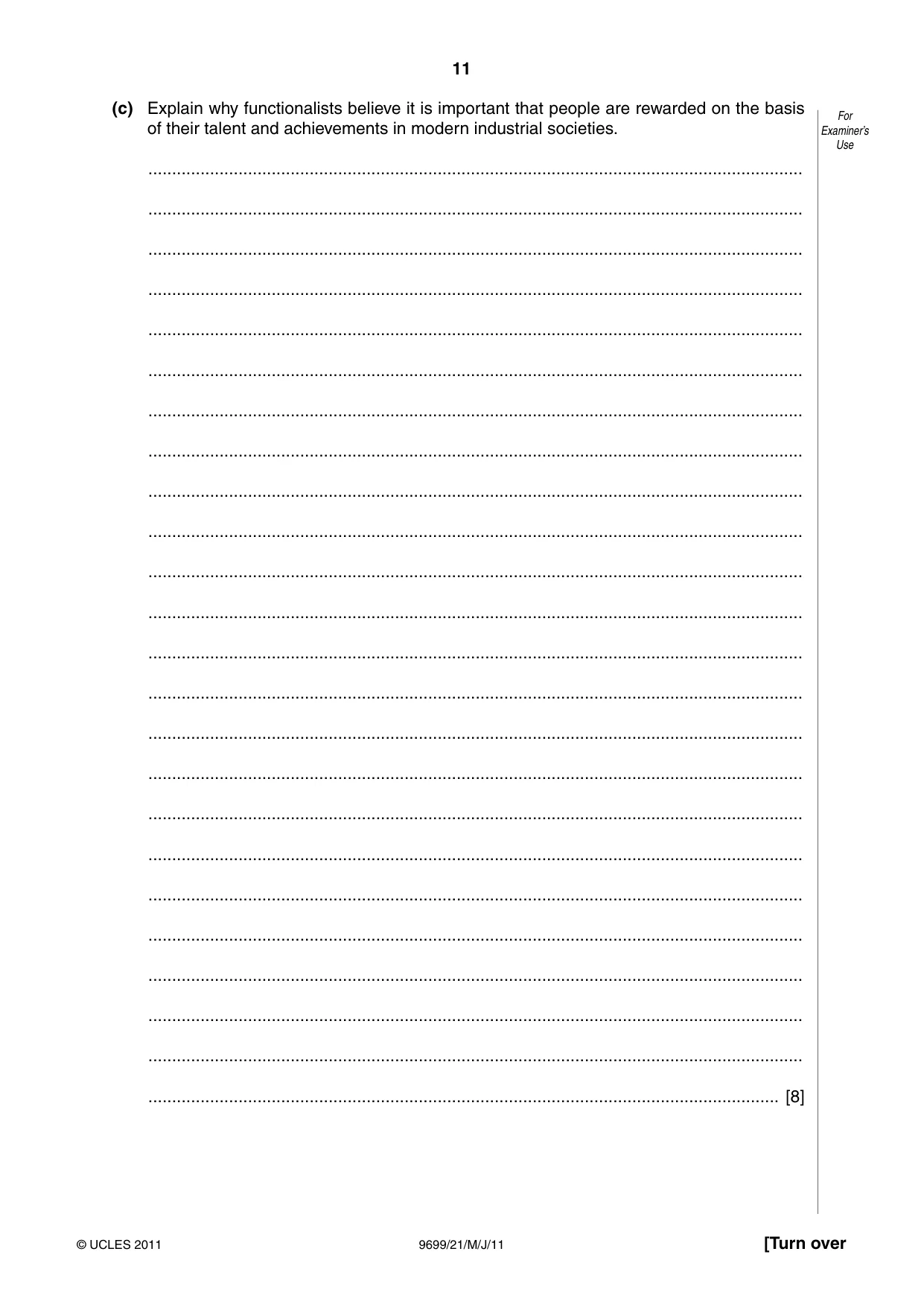 Cambridge A Level Sociology 9699 2011 May/June Paper 2 · Variant 1 question paper, page 11 of 16