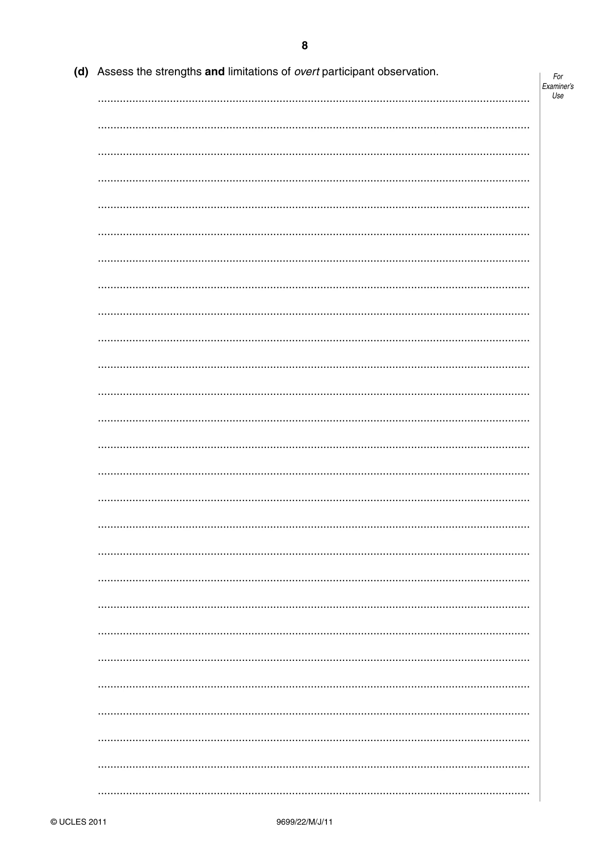 Cambridge A Level Sociology 9699 2011 May/June Paper 2 · Variant 2 question paper, page 8 of 16
