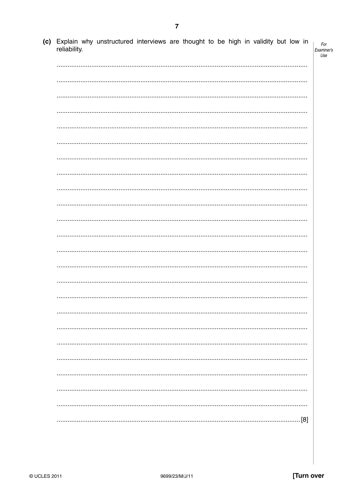 Cambridge A Level Sociology 9699 2011 May/June Paper 2 · Variant 3 question paper, page 7 of 16