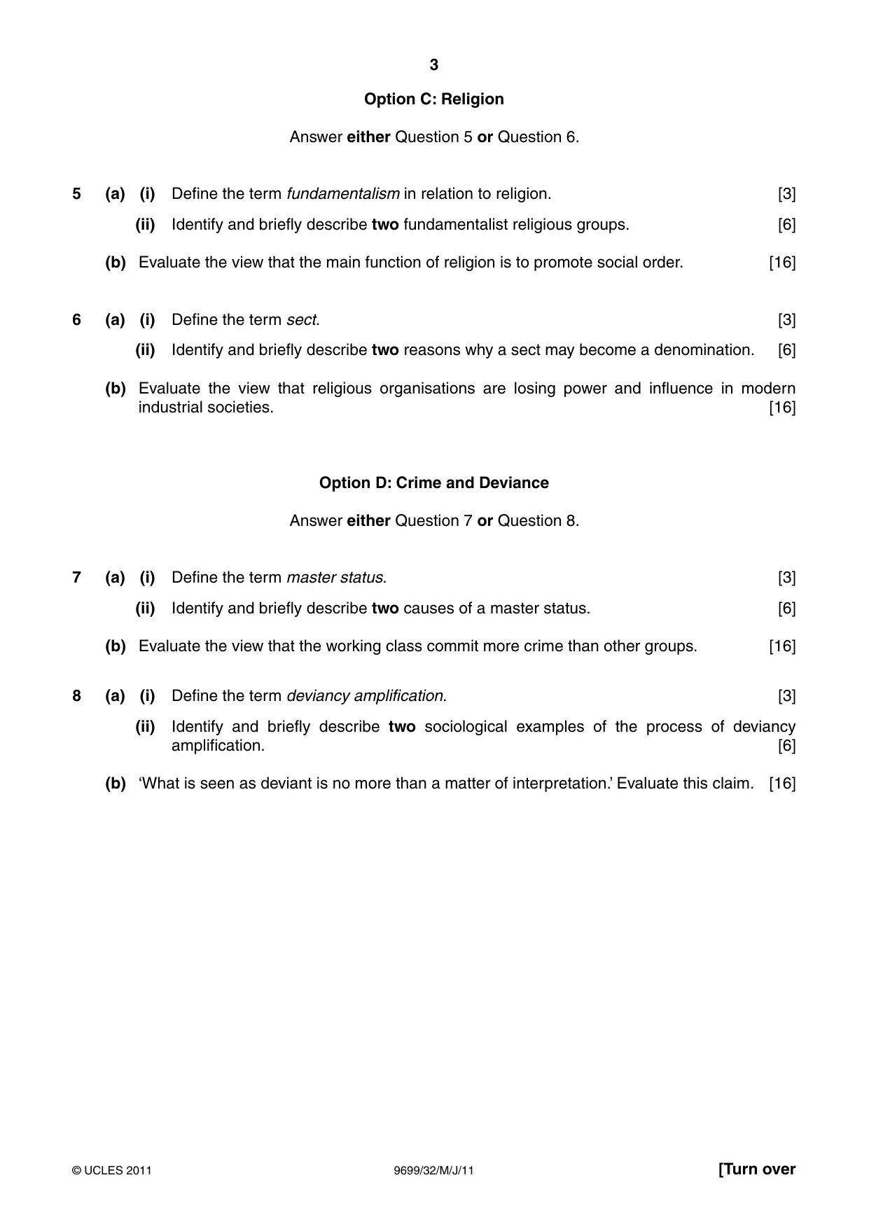 Cambridge A Level Sociology 9699 2011 May/June Paper 3 · Variant 2 question paper, page 3 of 4
