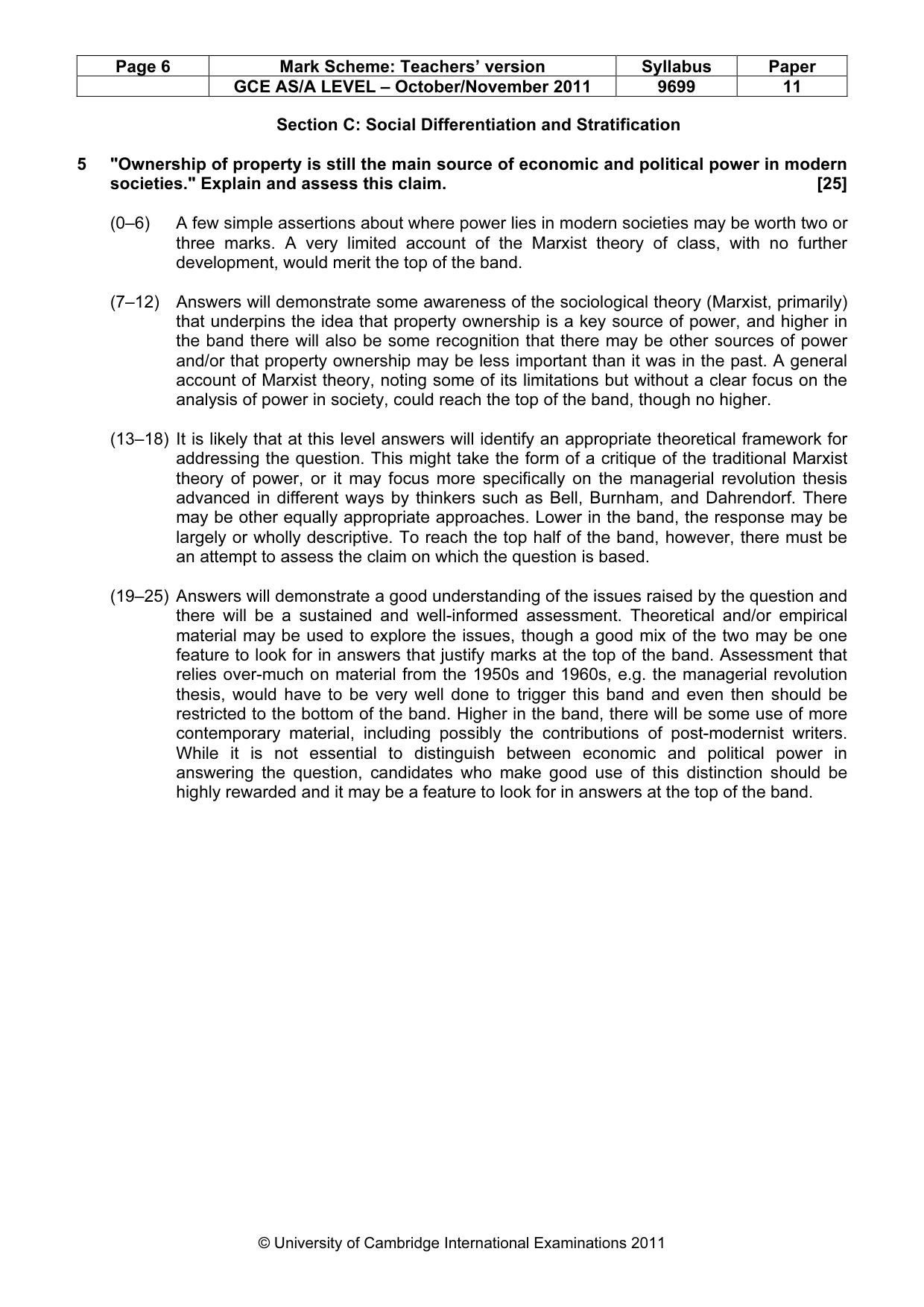 Mark scheme, page 6 of 7