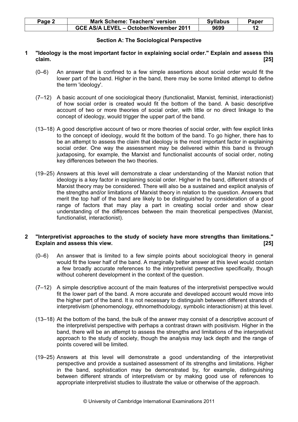 Mark scheme, page 2 of 5
