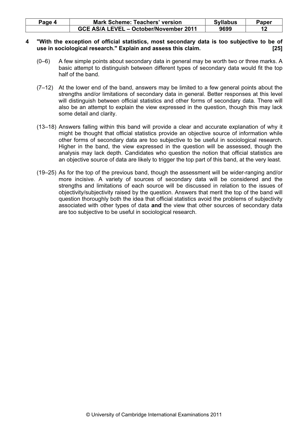 Mark scheme, page 4 of 5