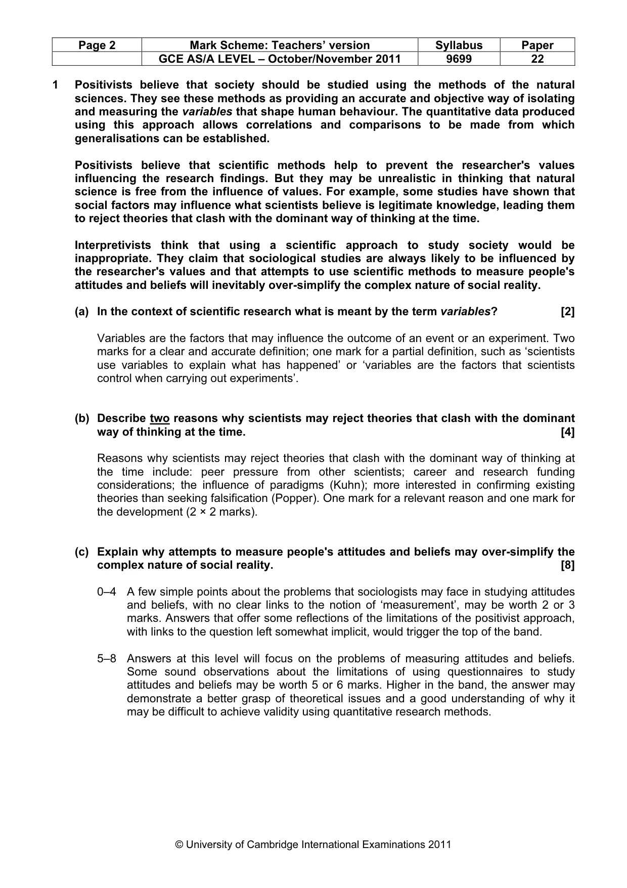 Mark scheme, page 2 of 5