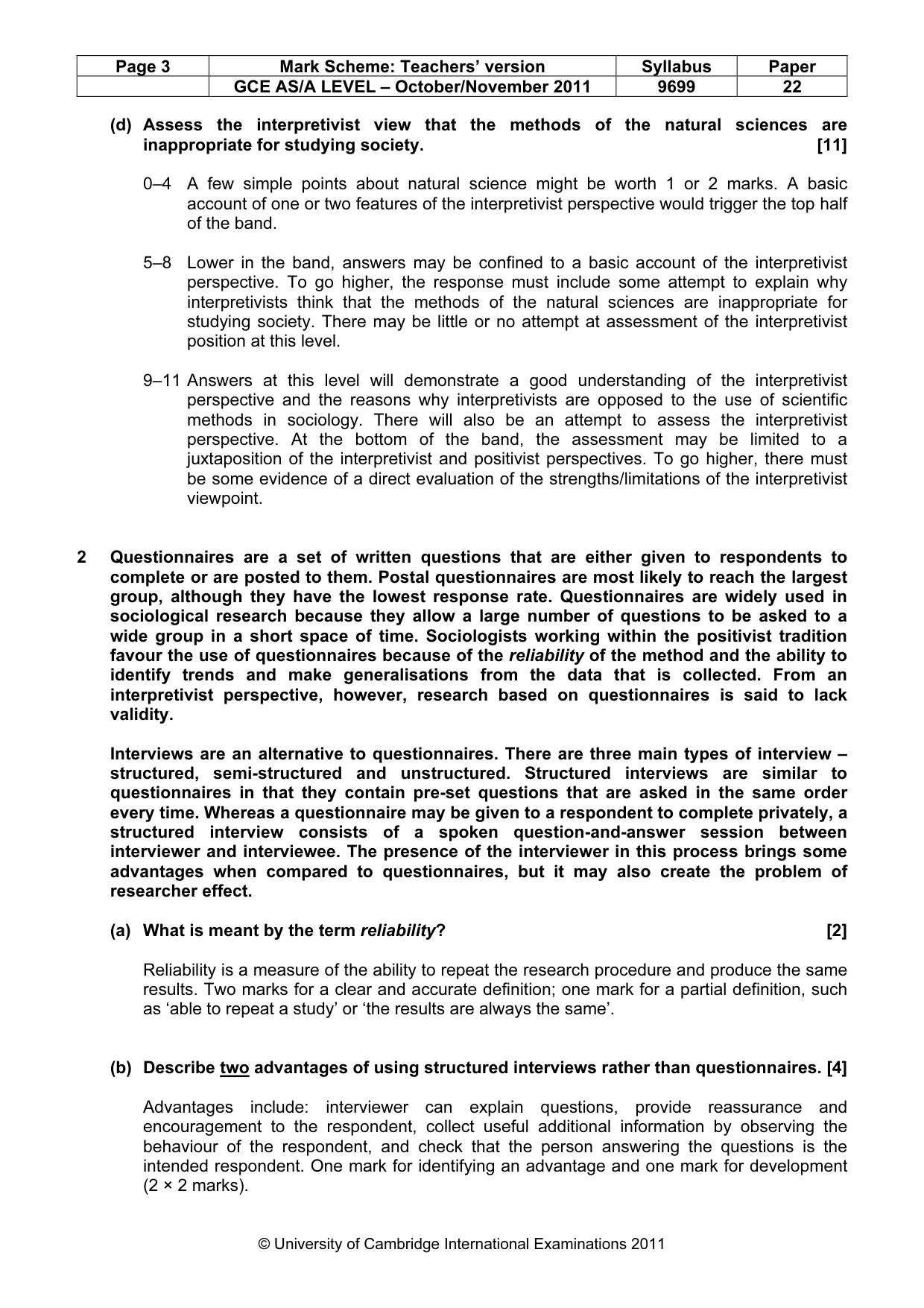 Mark scheme, page 3 of 5