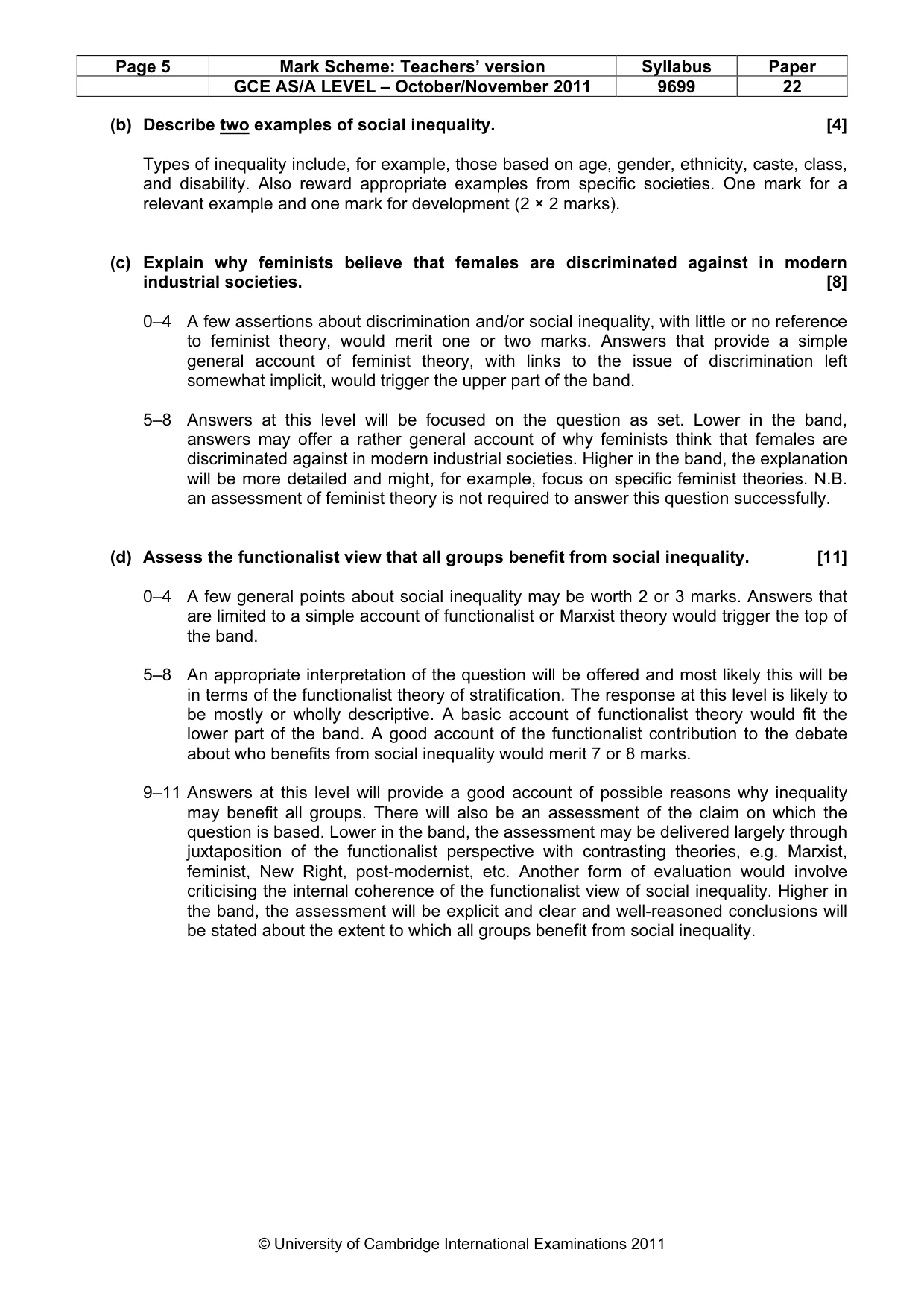 Mark scheme, page 5 of 5