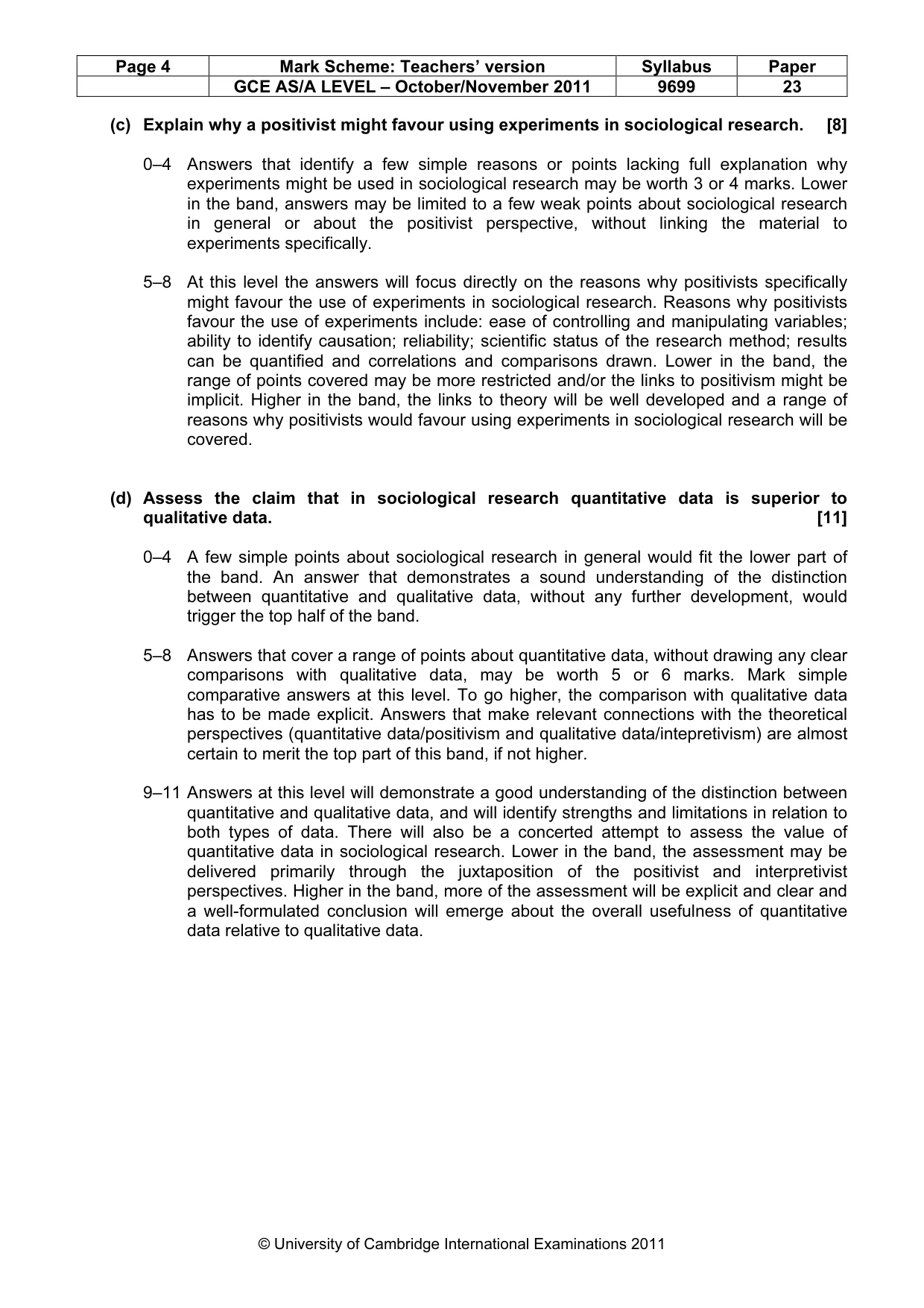 Mark scheme, page 4 of 6