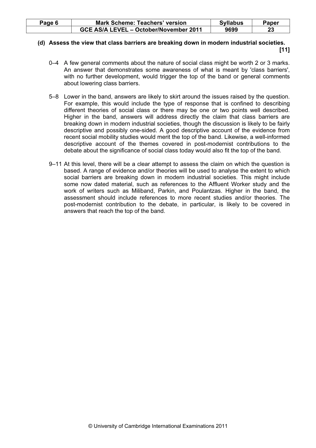Mark scheme, page 6 of 6