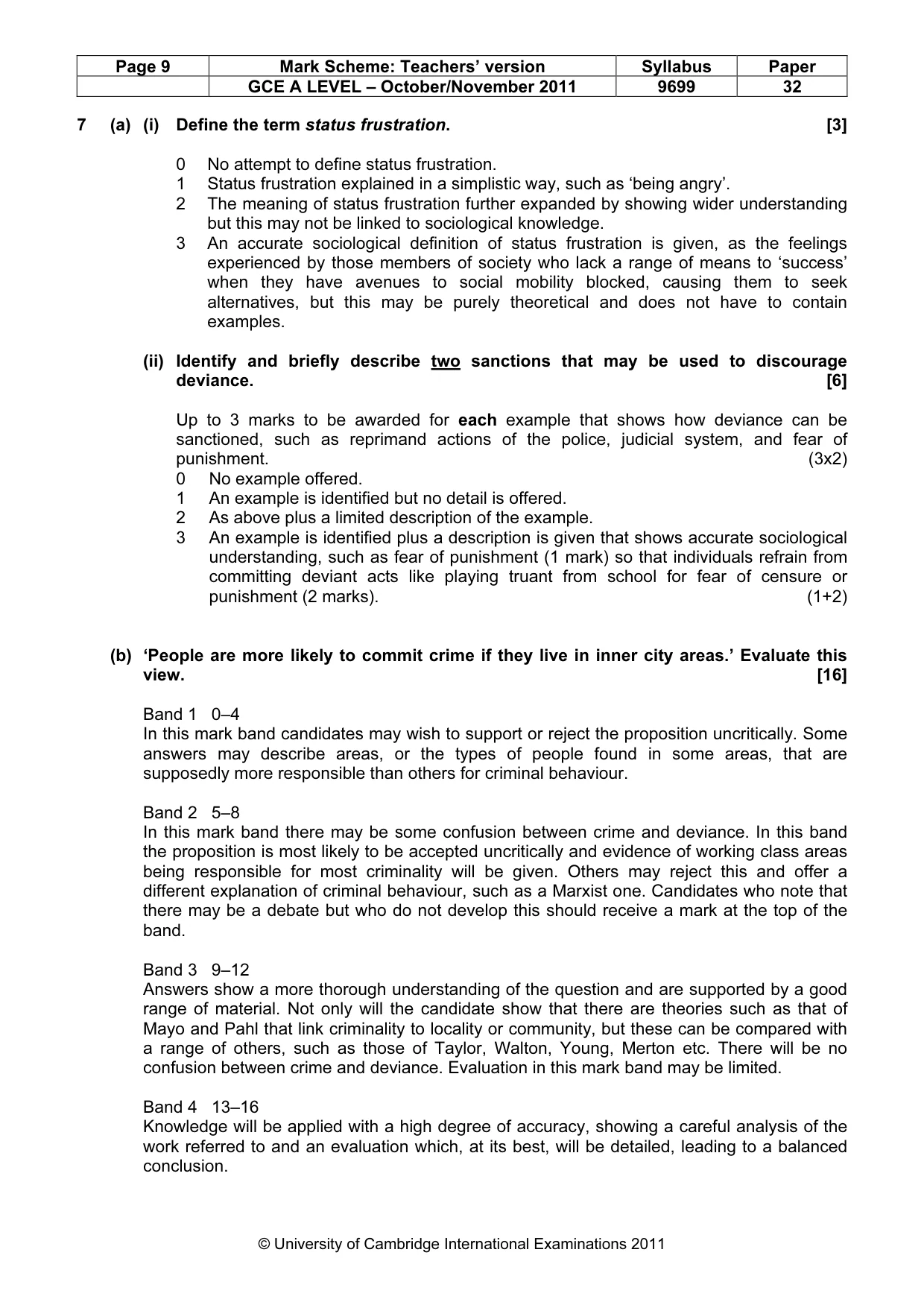 Mark scheme, page 9 of 14