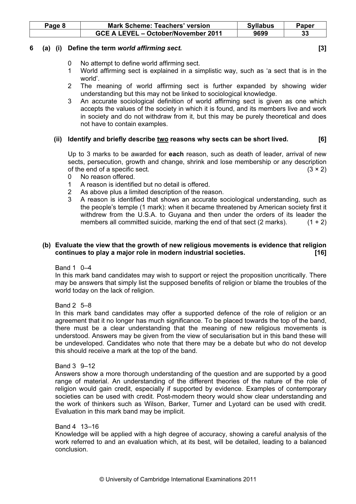Mark scheme, page 8 of 14
