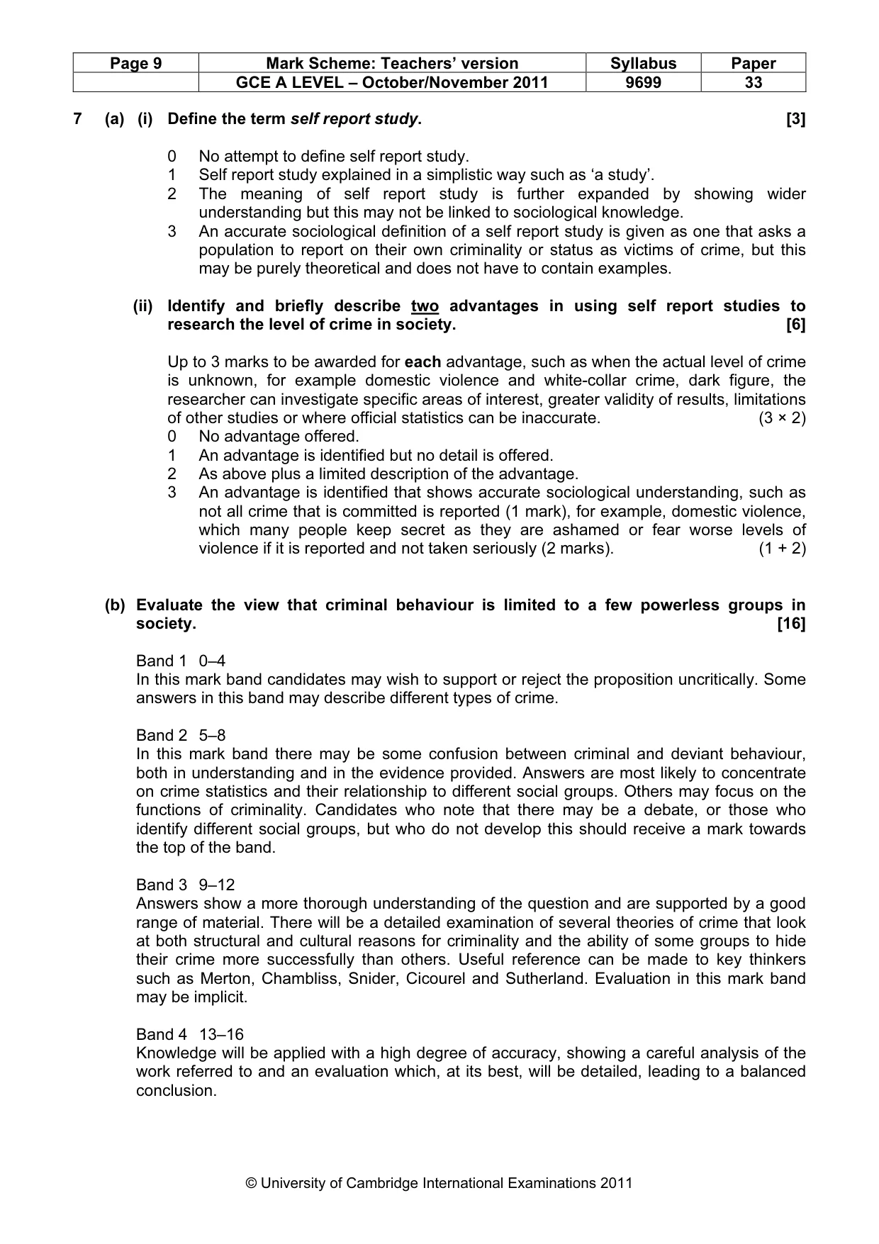 Mark scheme, page 9 of 14