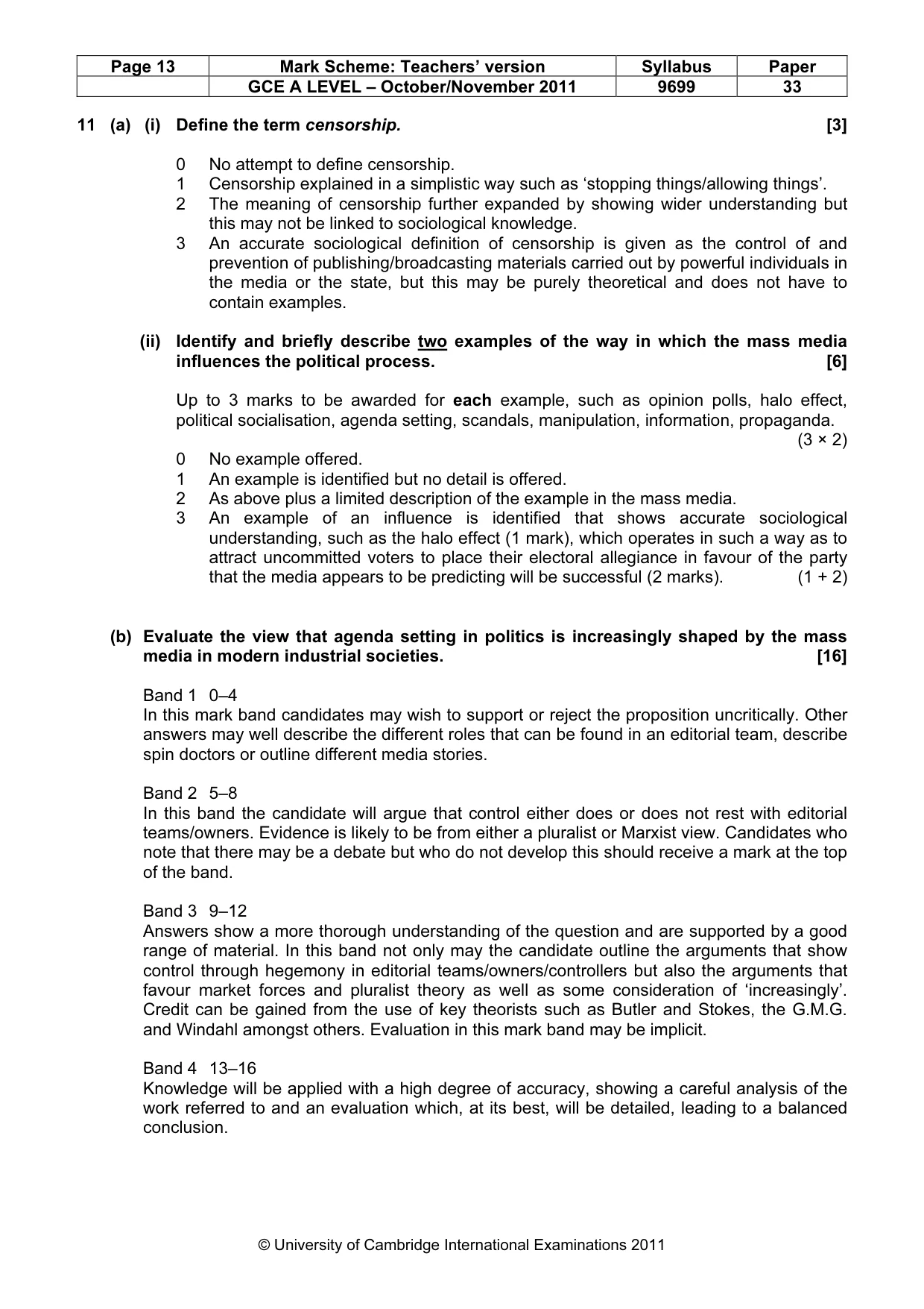 Mark scheme, page 13 of 14