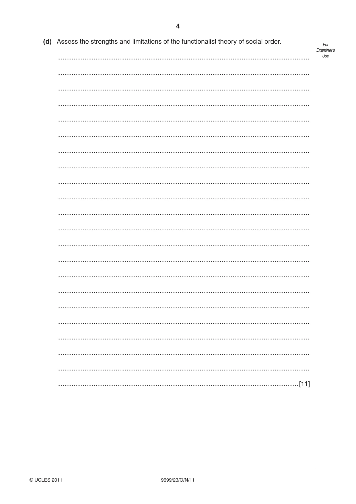 Cambridge A Level Sociology 9699 2011 Oct/Nov Paper 2 · Variant 3 question paper, page 4 of 12