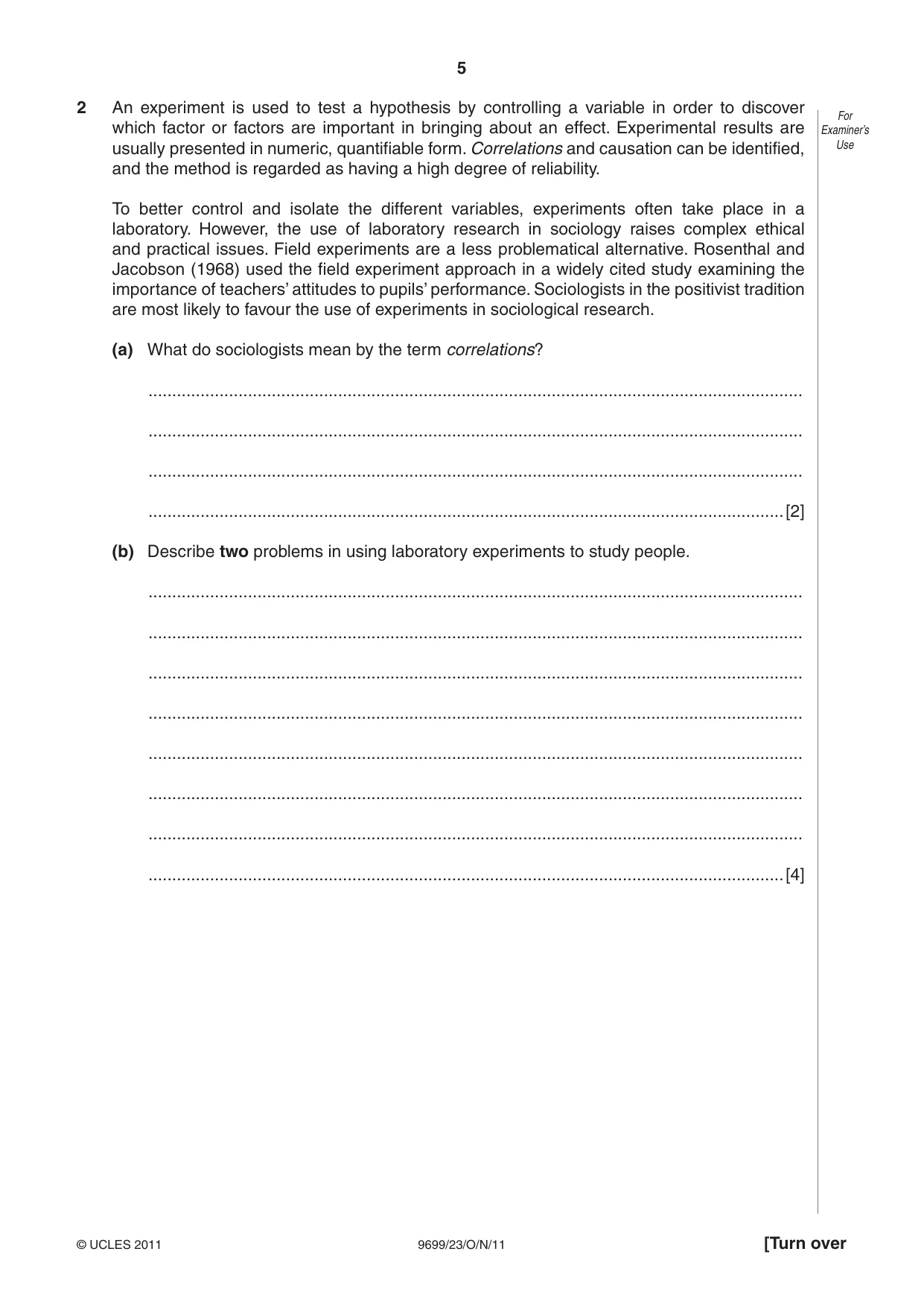 Cambridge A Level Sociology 9699 2011 Oct/Nov Paper 2 · Variant 3 question paper, page 5 of 12