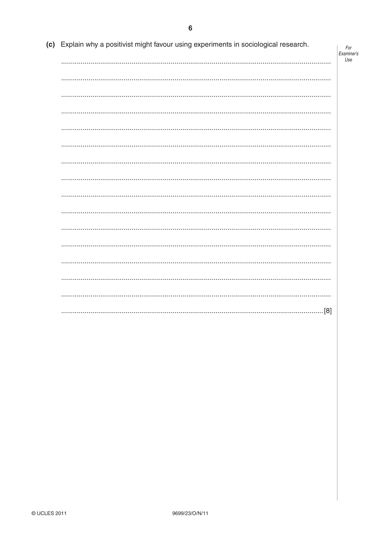 Cambridge A Level Sociology 9699 2011 Oct/Nov Paper 2 · Variant 3 question paper, page 6 of 12