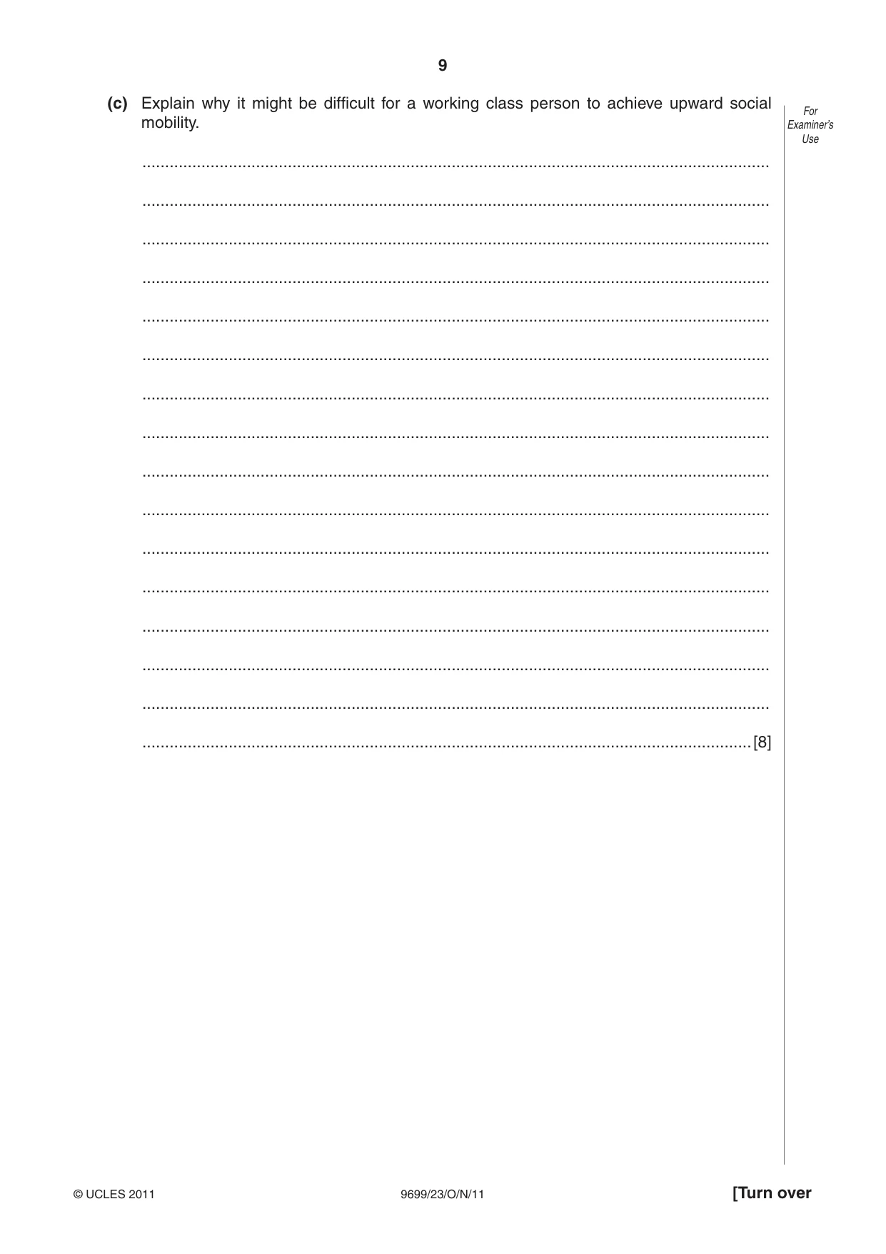 Cambridge A Level Sociology 9699 2011 Oct/Nov Paper 2 · Variant 3 question paper, page 9 of 12