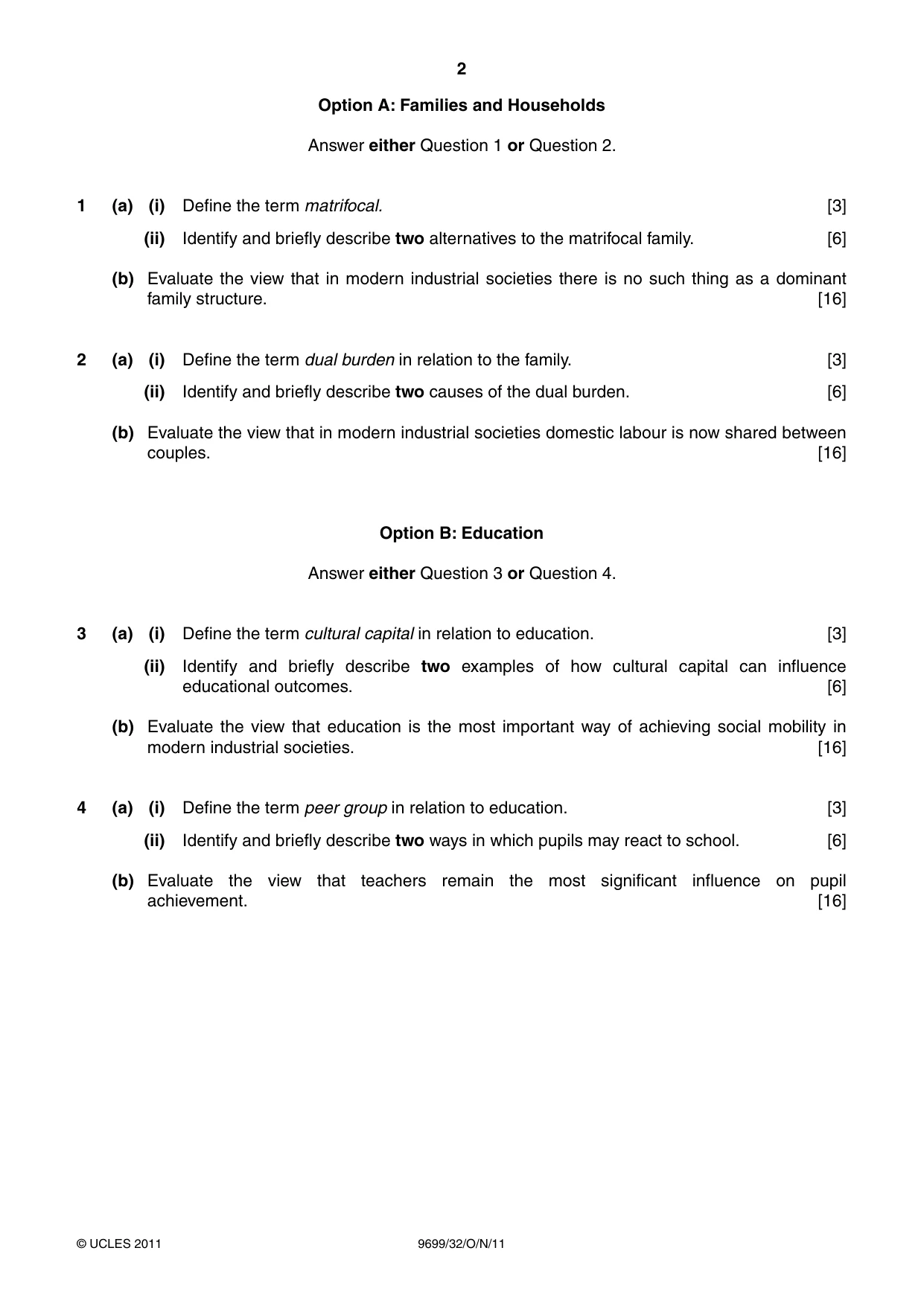 Cambridge A Level Sociology 9699 2011 Oct/Nov Paper 3 · Variant 2 question paper, page 2 of 4