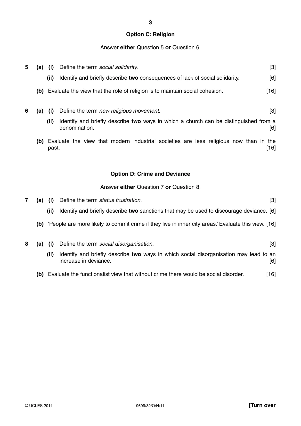 Cambridge A Level Sociology 9699 2011 Oct/Nov Paper 3 · Variant 2 question paper, page 3 of 4
