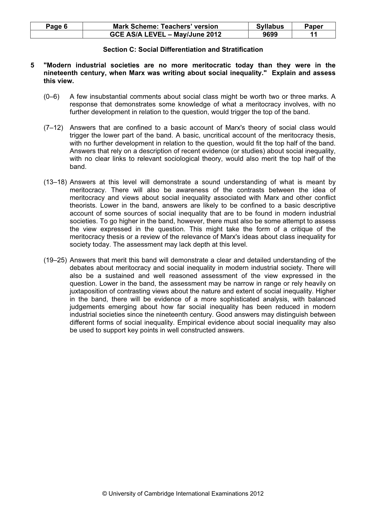Mark scheme, page 6 of 7