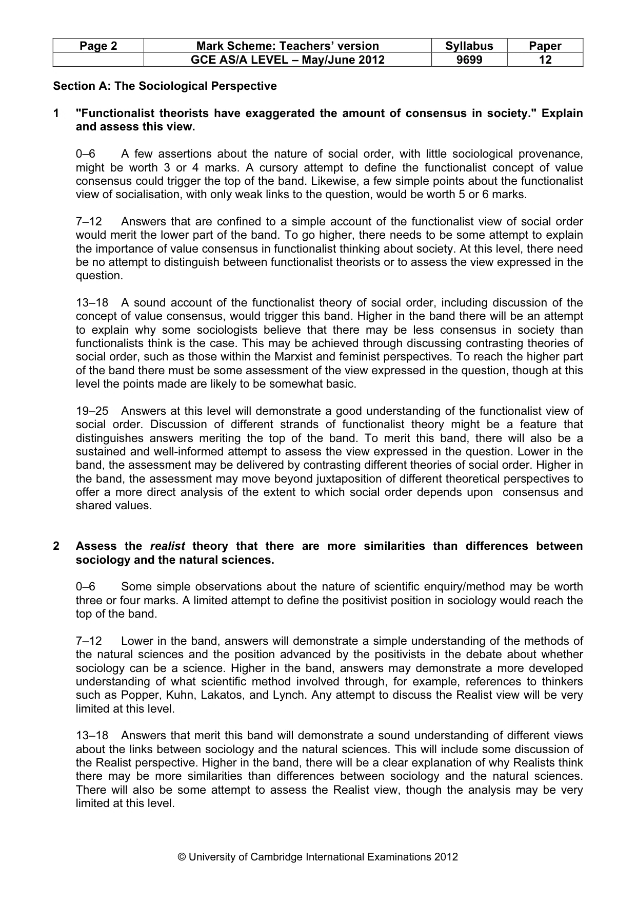 Mark scheme, page 2 of 5