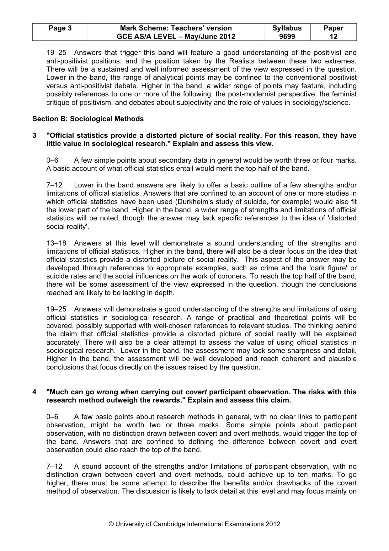 Mark scheme, page 3 of 5