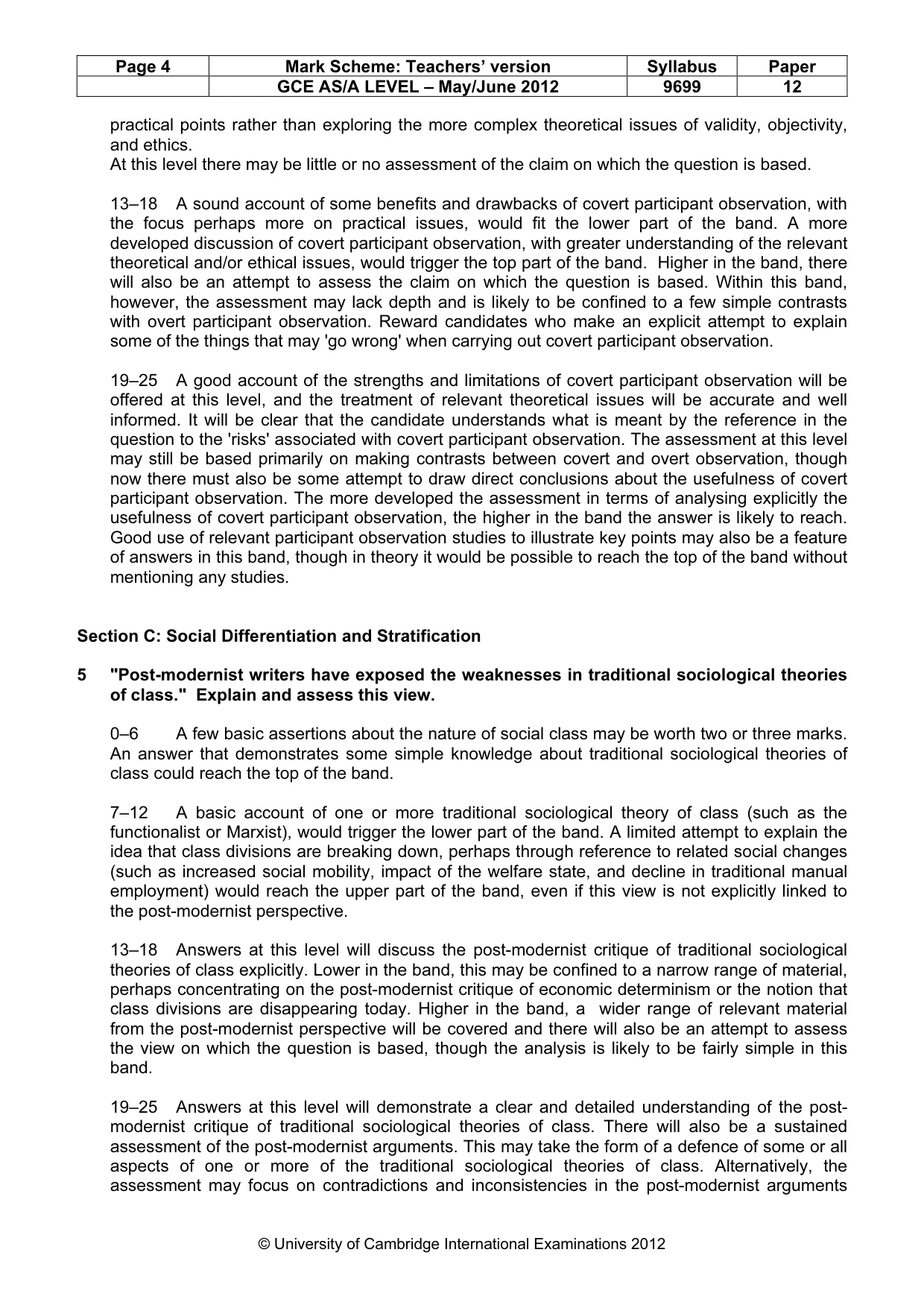 Mark scheme, page 4 of 5