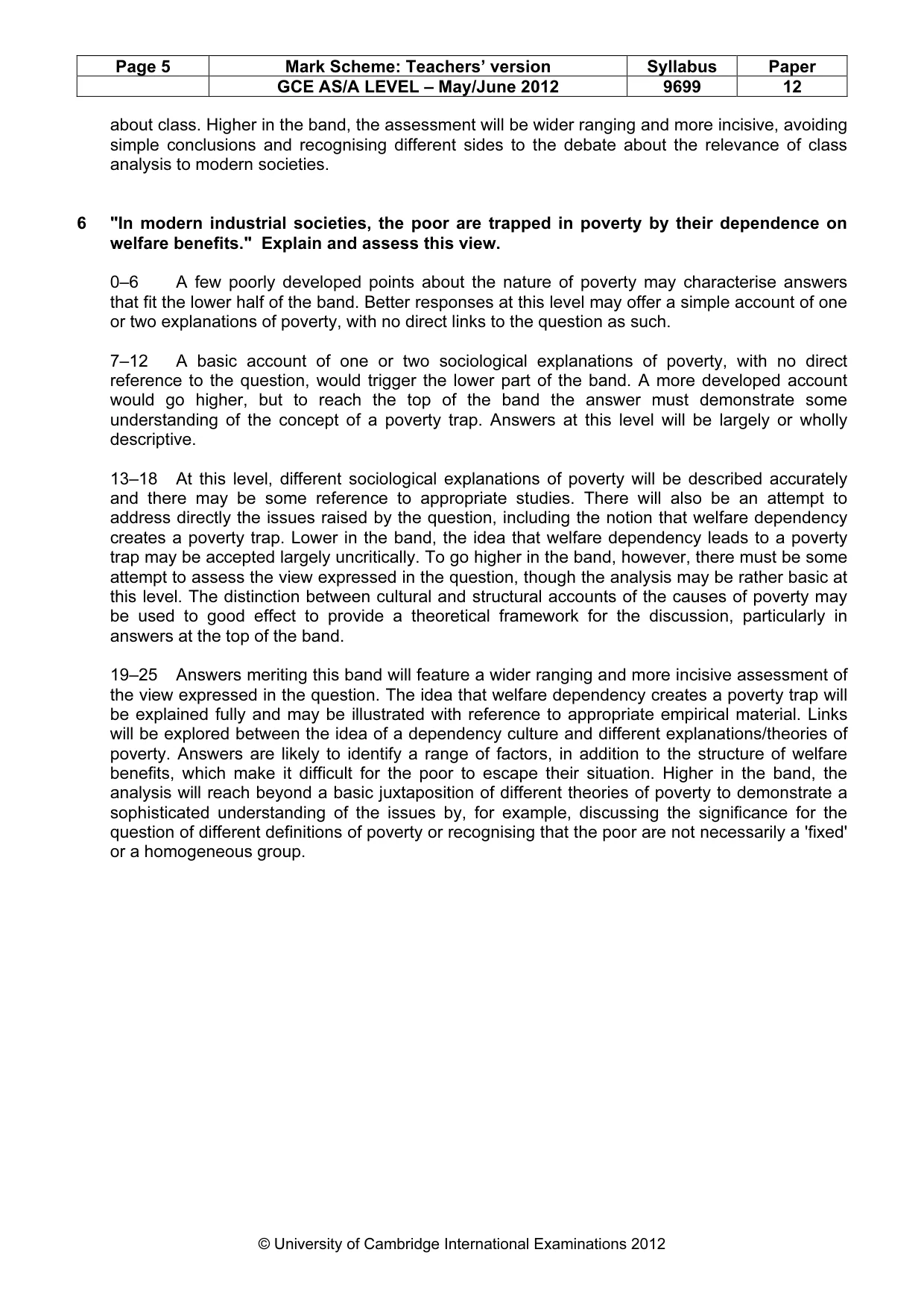 Mark scheme, page 5 of 5