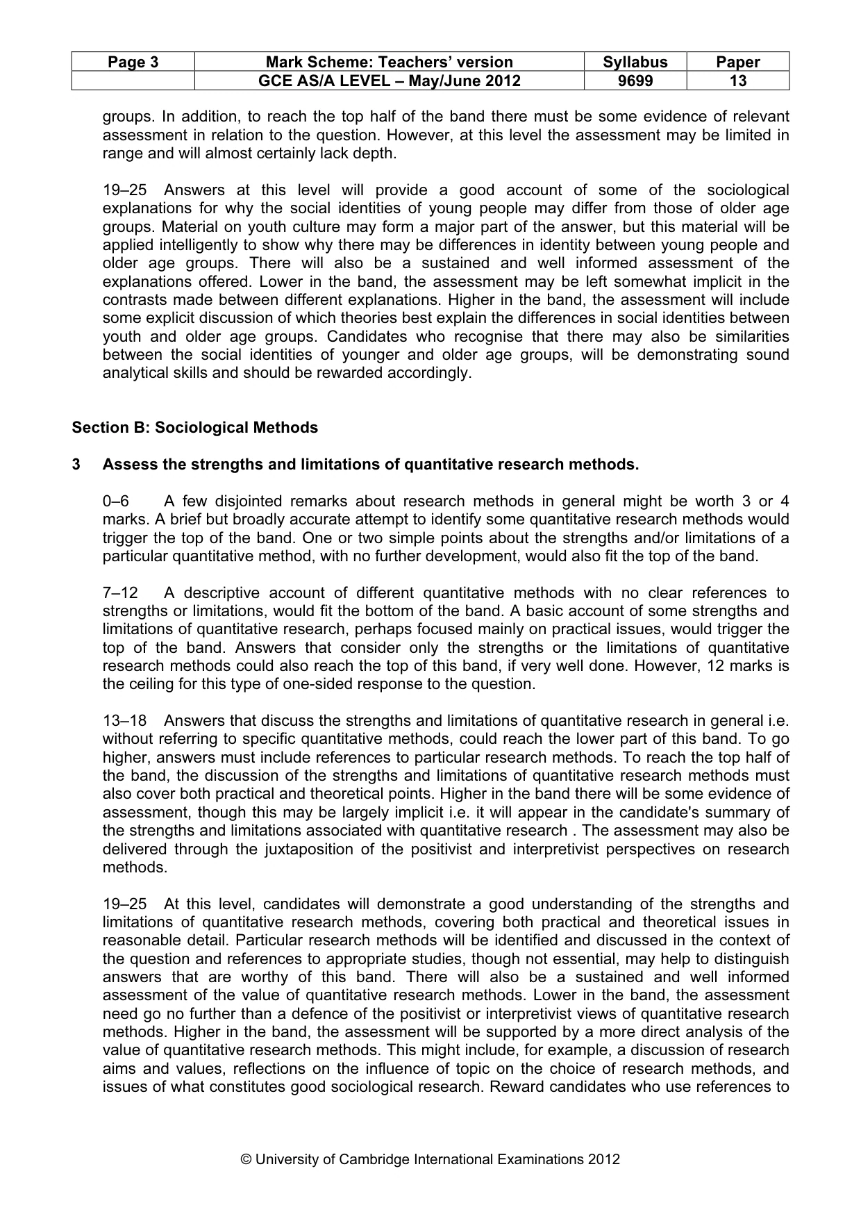 Mark scheme, page 3 of 5