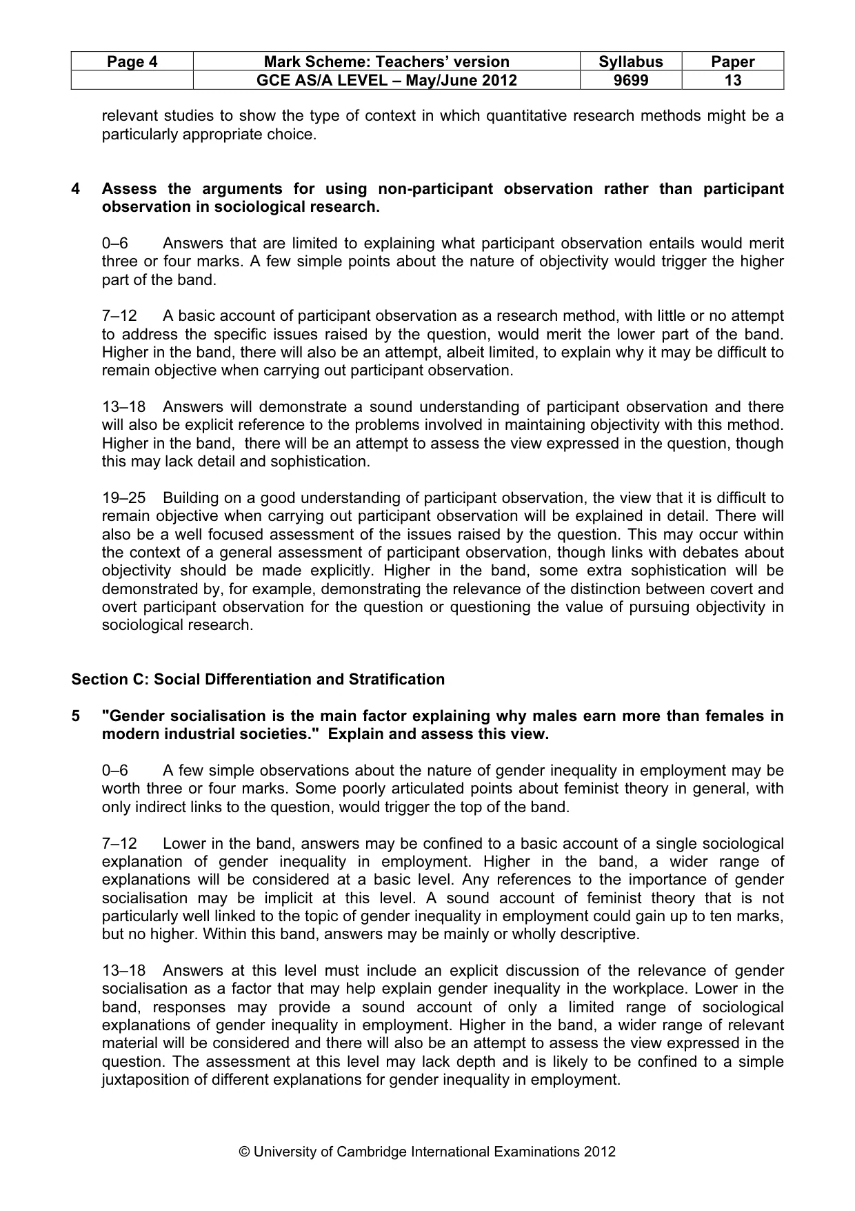 Mark scheme, page 4 of 5