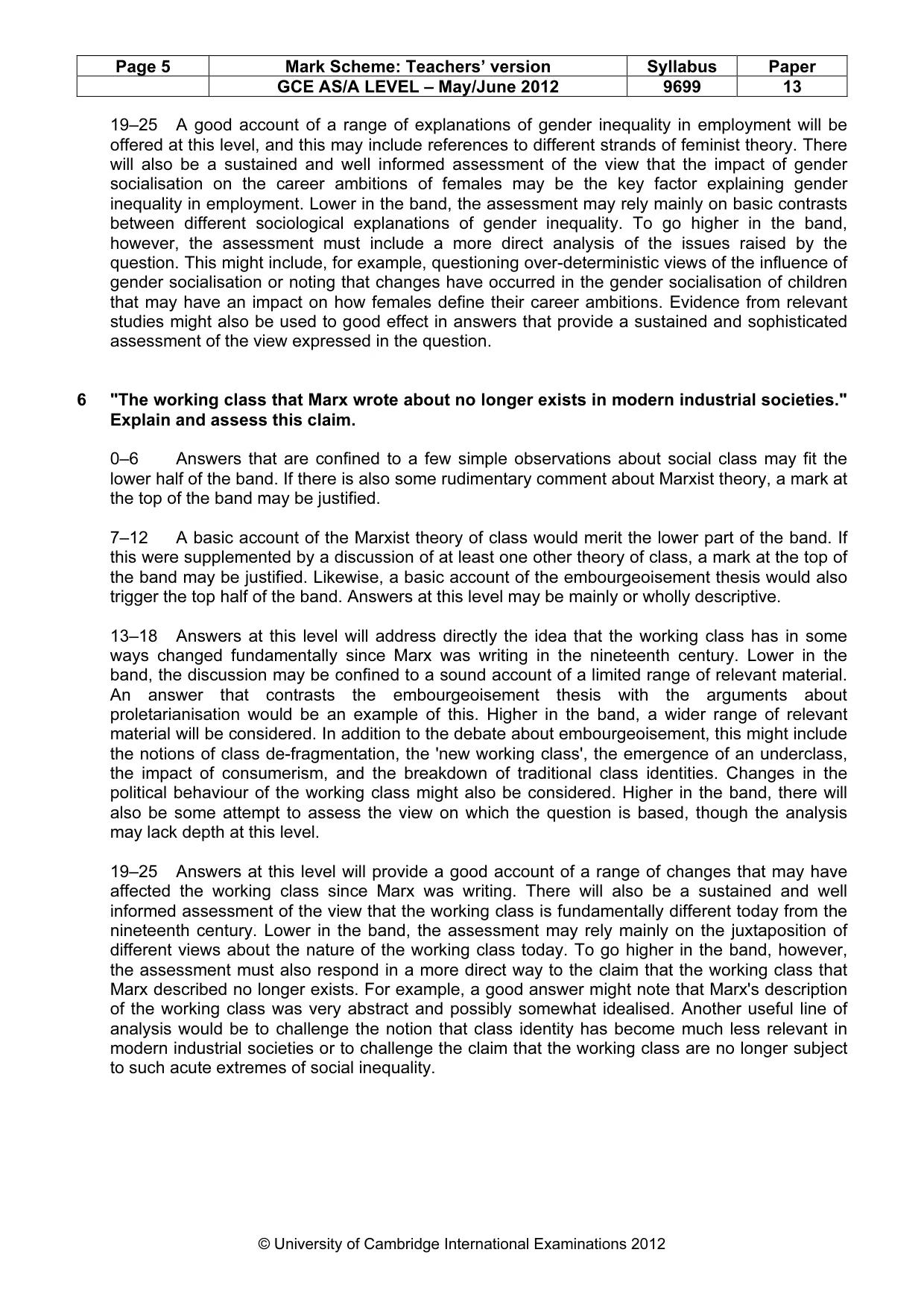 Mark scheme, page 5 of 5