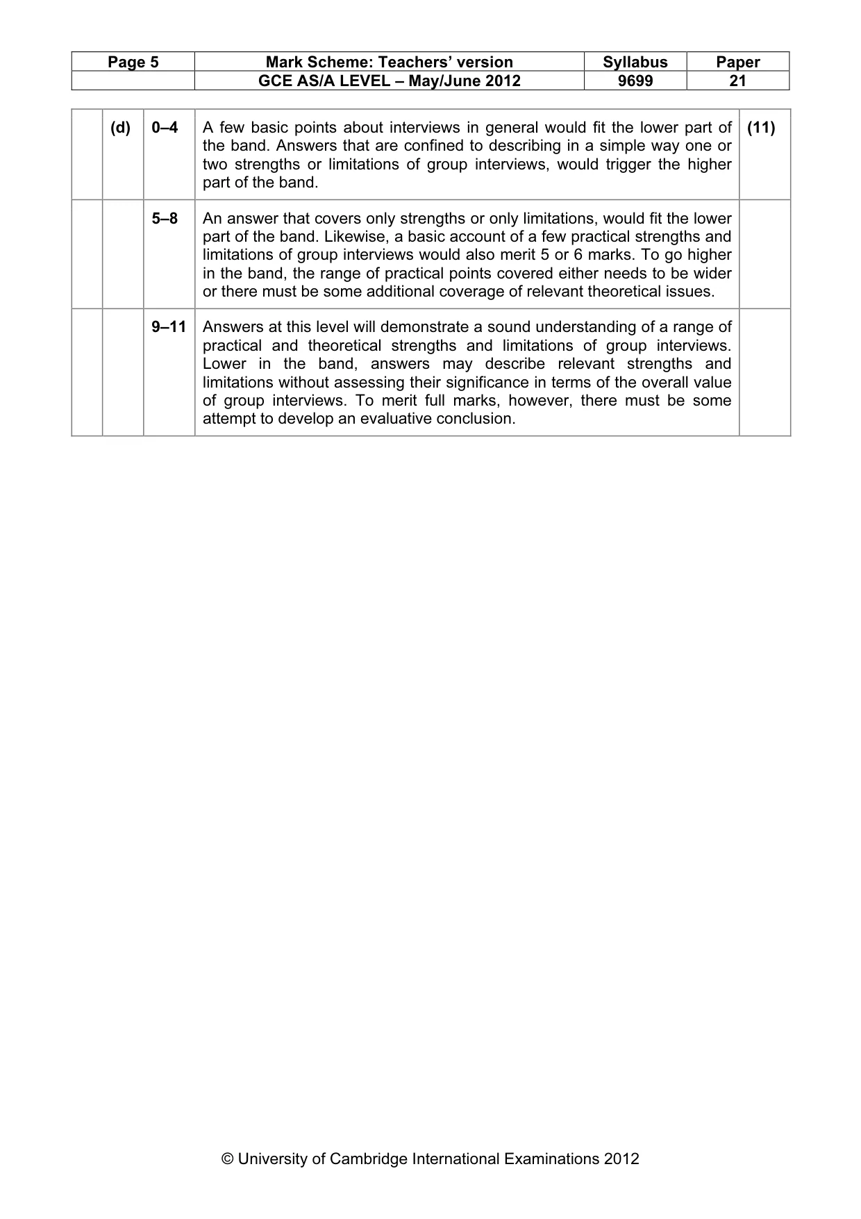 Mark scheme, page 5 of 7