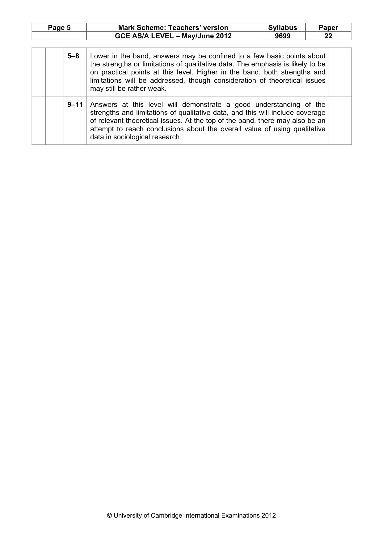 Mark scheme, page 5 of 7
