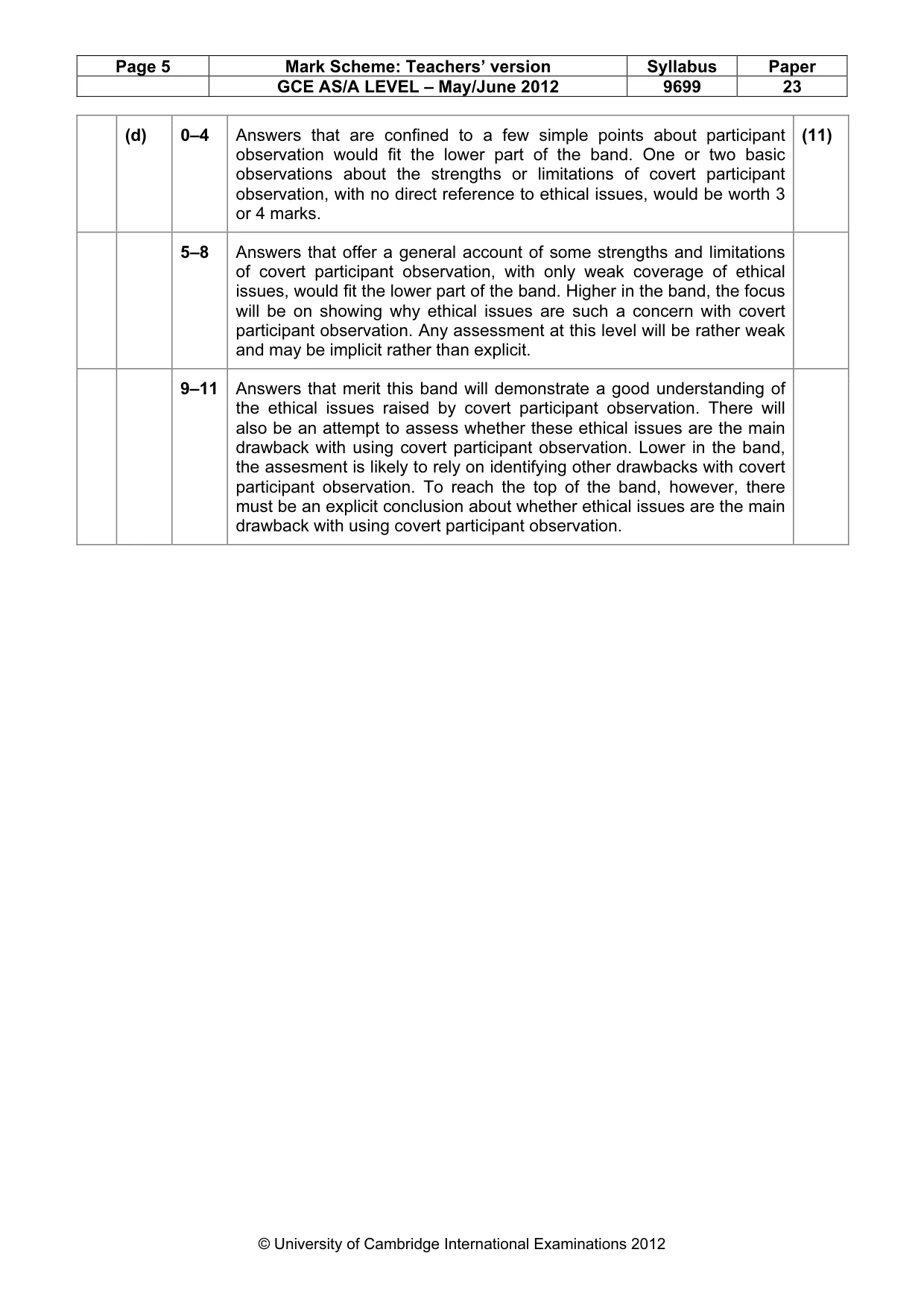 Mark scheme, page 5 of 7