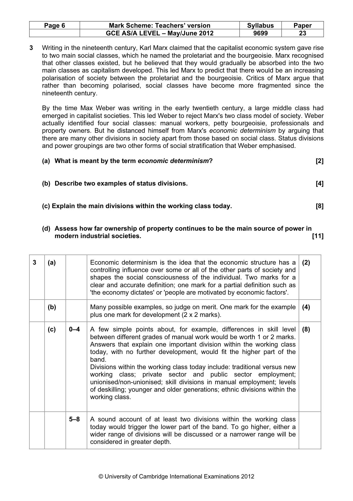 Mark scheme, page 6 of 7