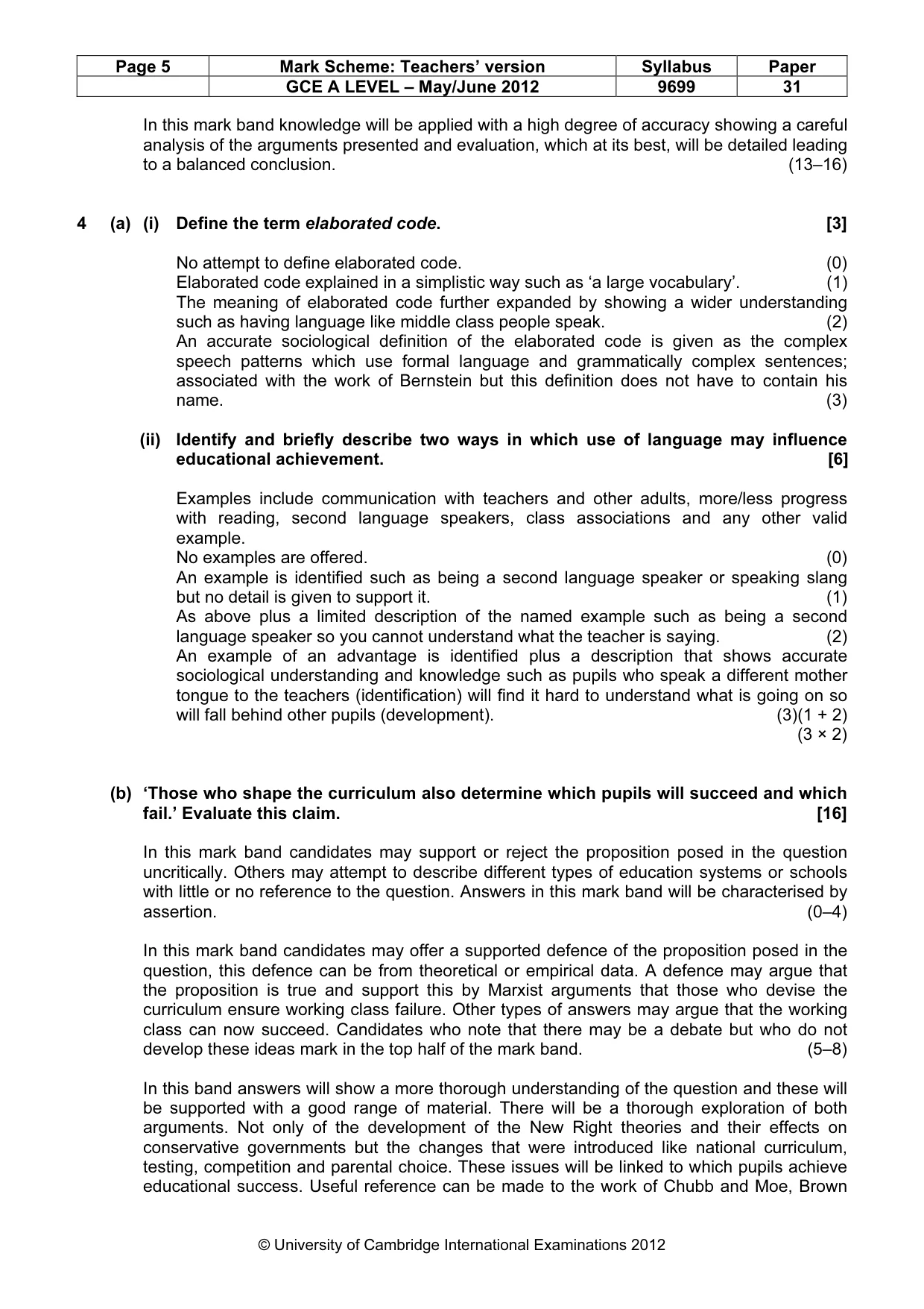 Mark scheme, page 5 of 14