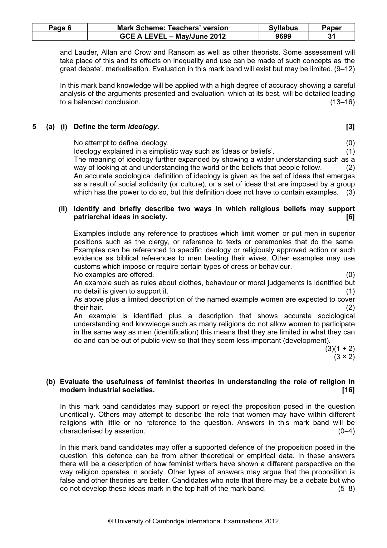 Mark scheme, page 6 of 14