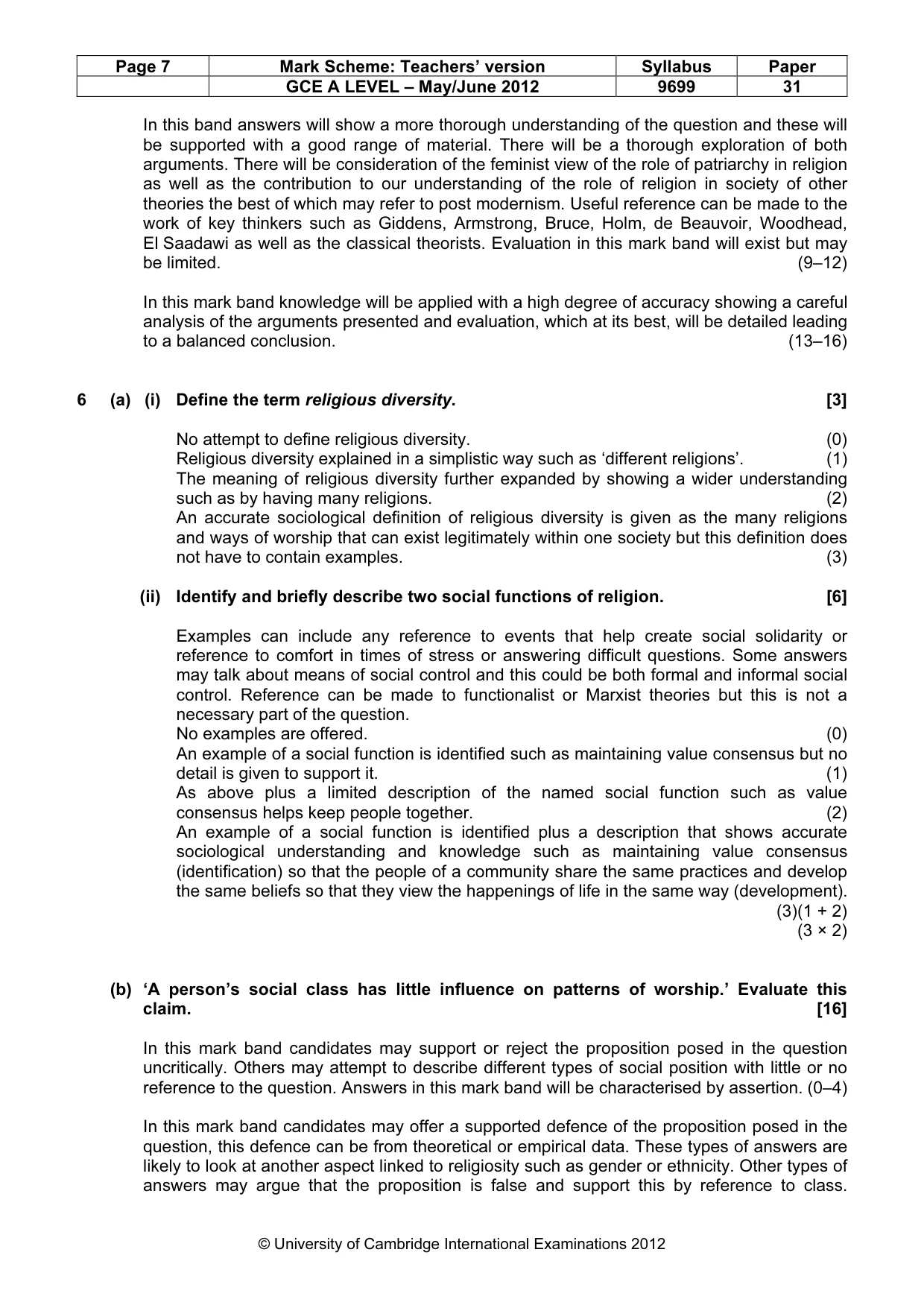 Mark scheme, page 7 of 14
