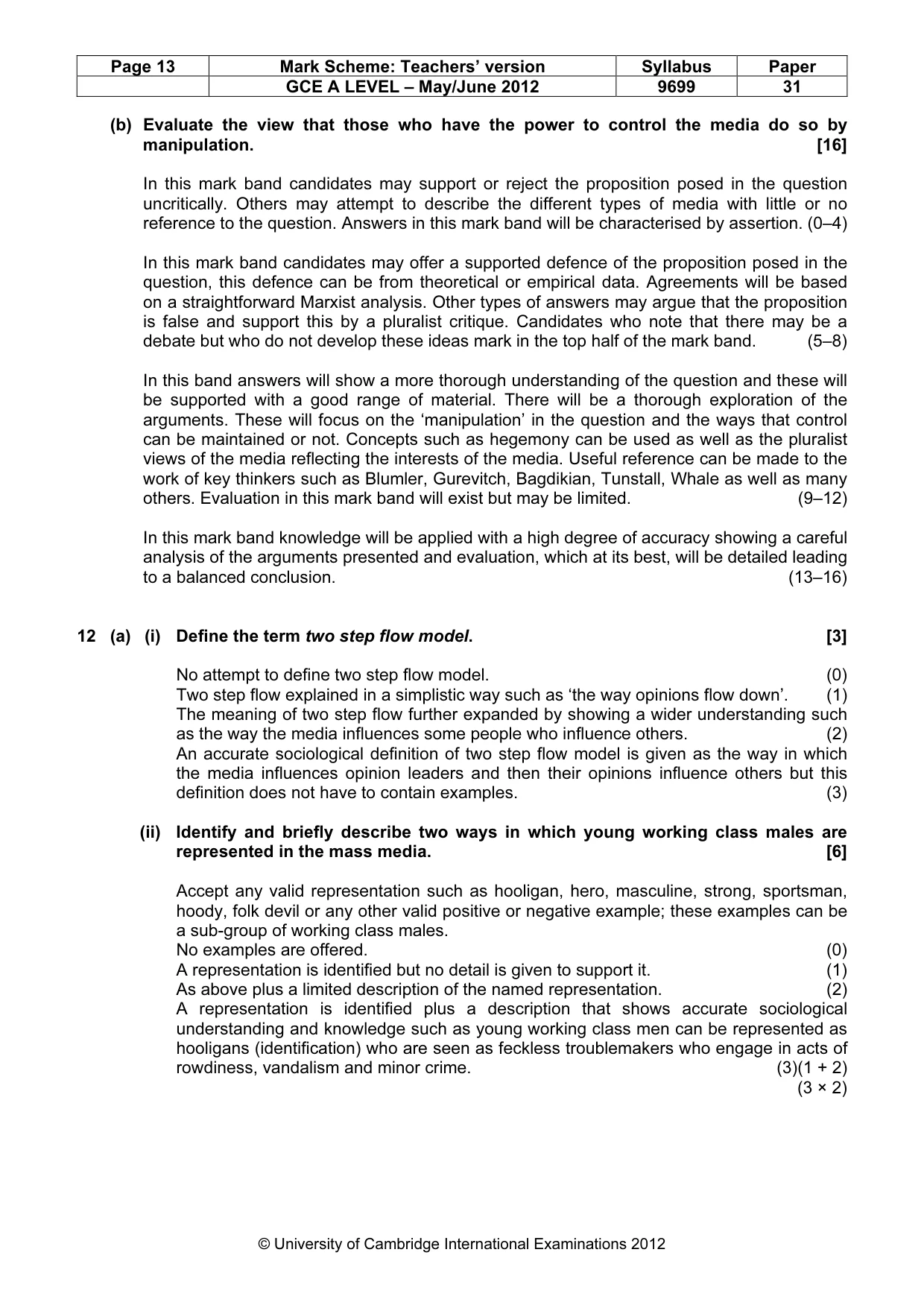 Mark scheme, page 13 of 14