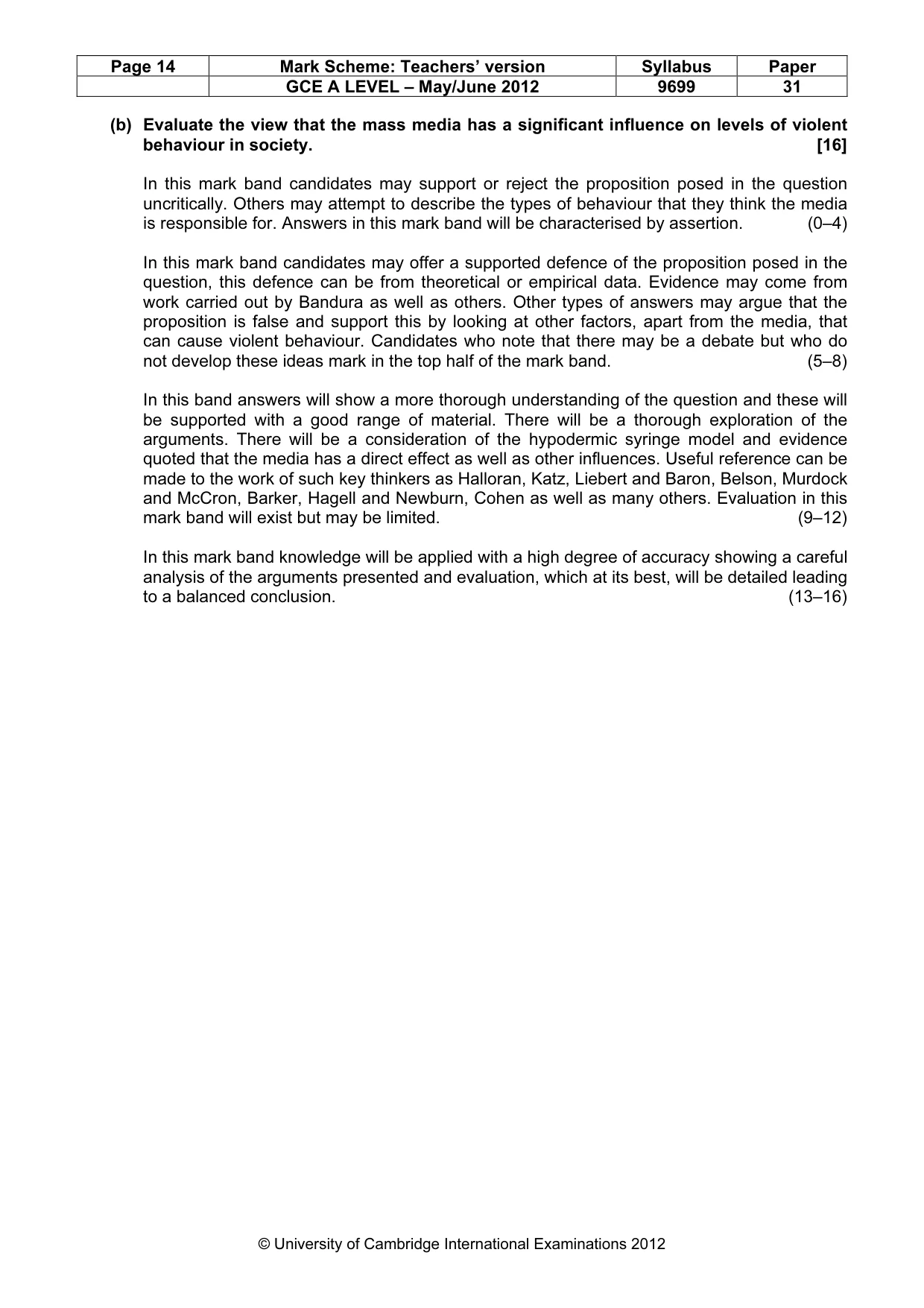 Mark scheme, page 14 of 14