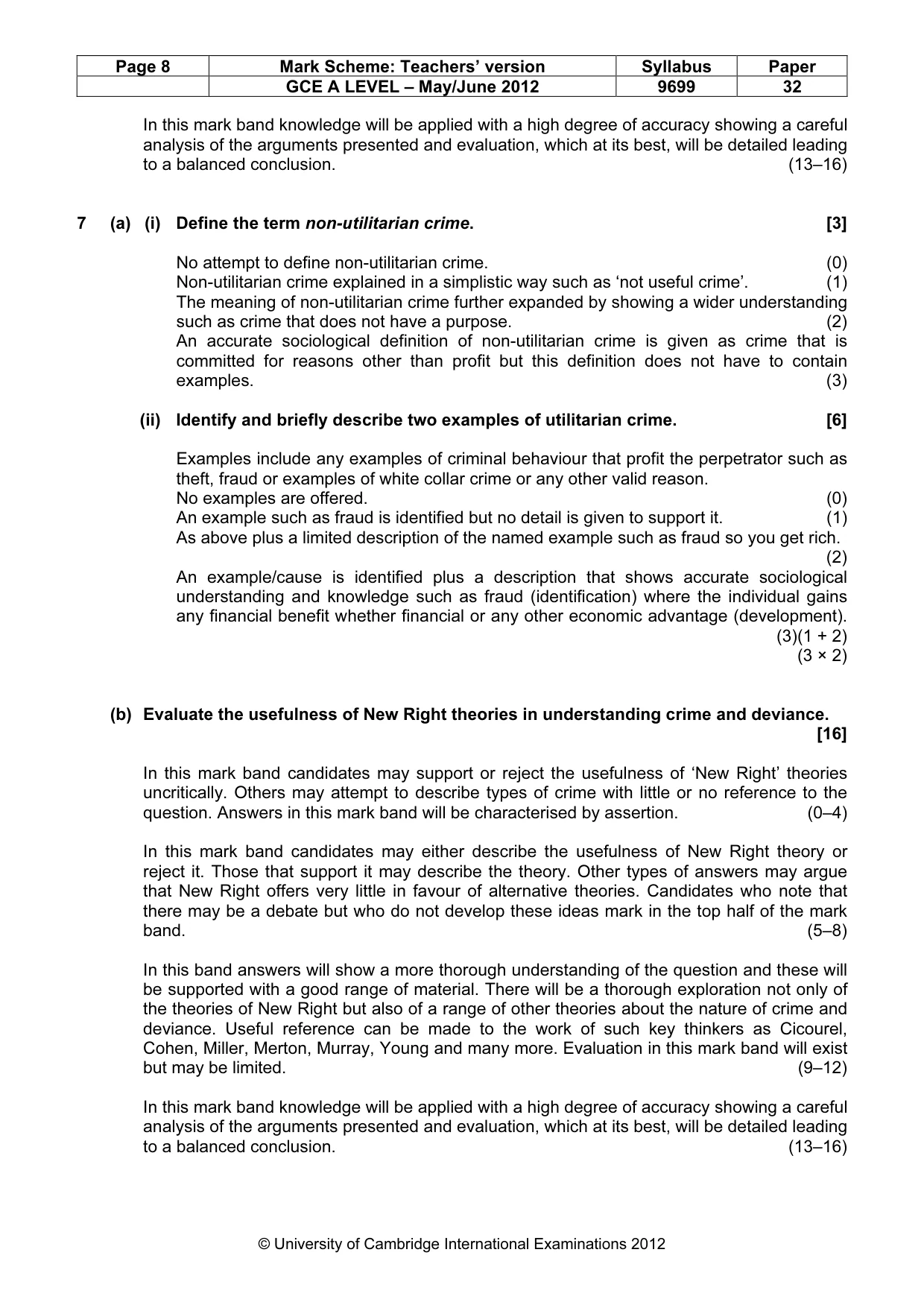 Mark scheme, page 8 of 14