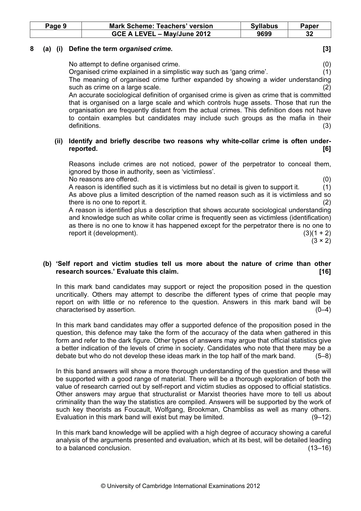 Mark scheme, page 9 of 14