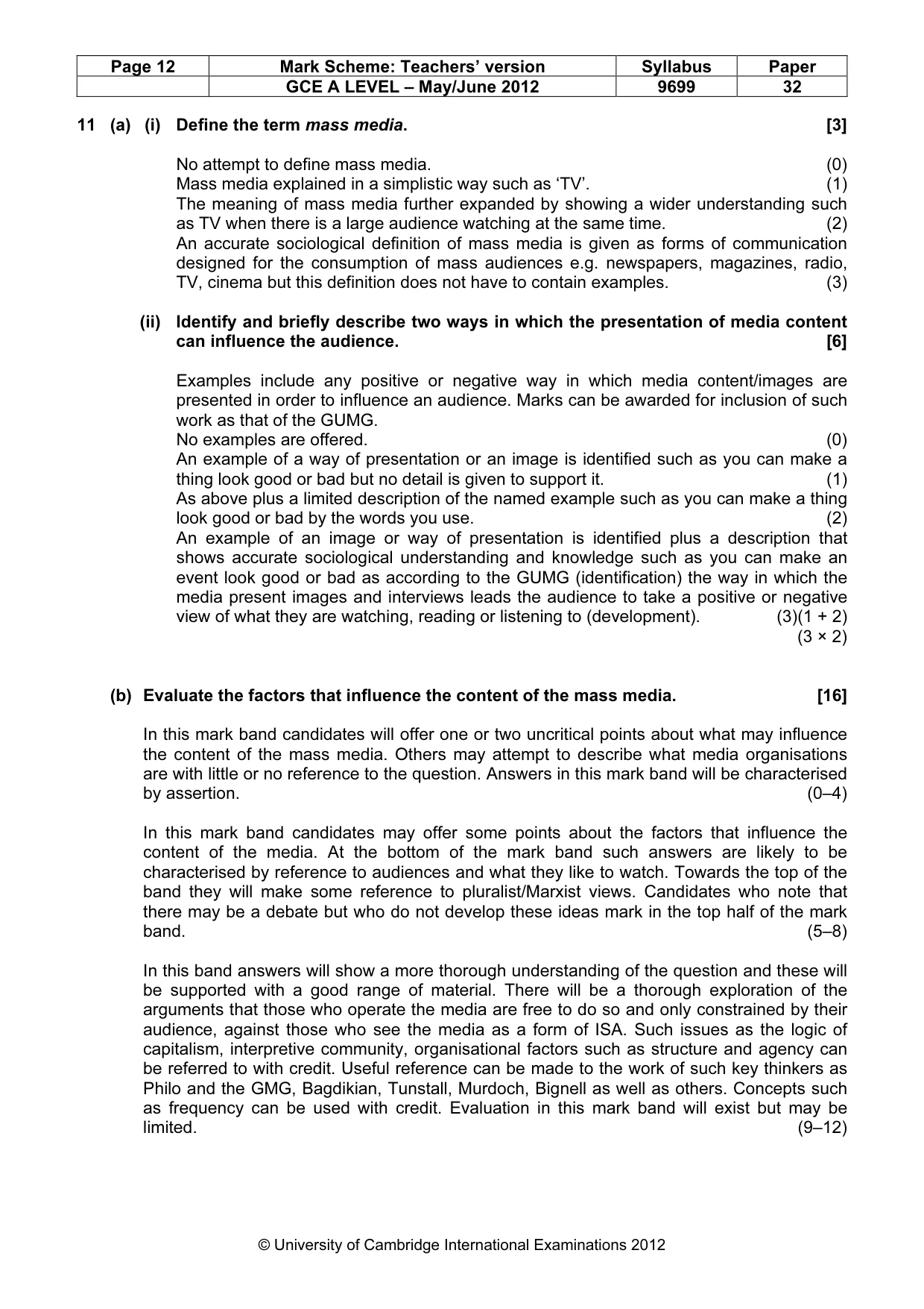 Mark scheme, page 12 of 14