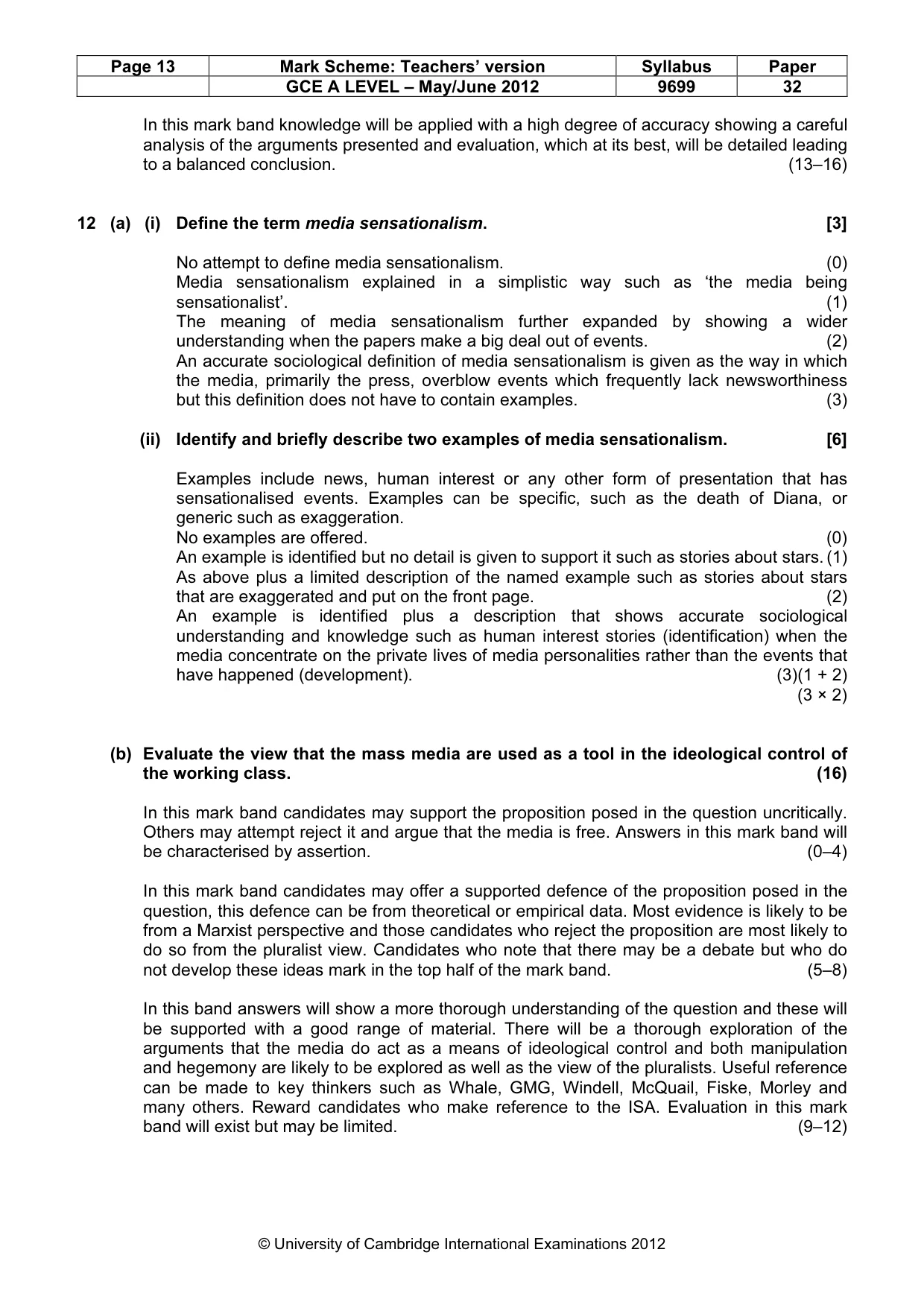 Mark scheme, page 13 of 14